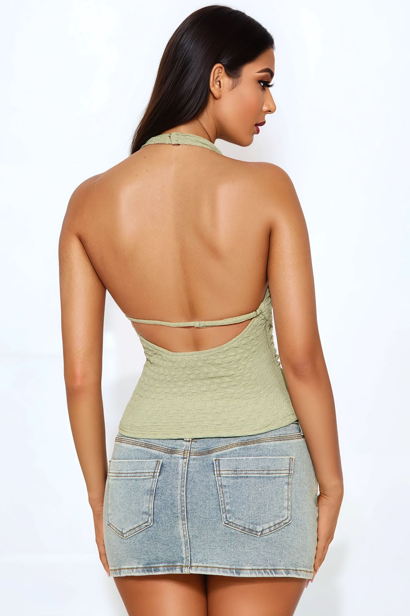 Anastasia Halter Top - Olive - Image 3