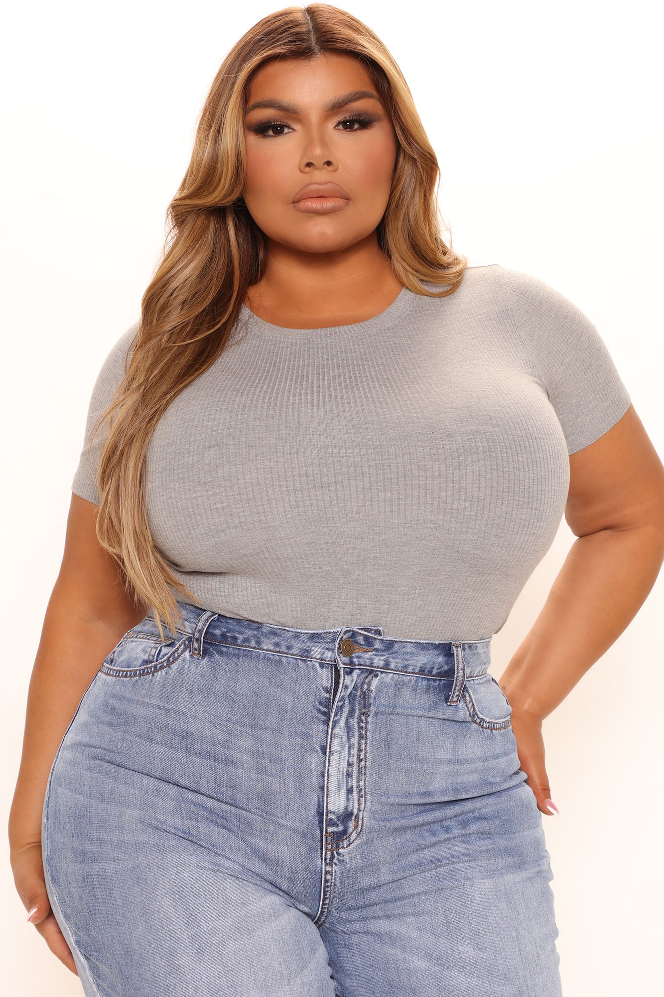 Aliza Ribbed Bodysuit - Heather Grey - Image 6