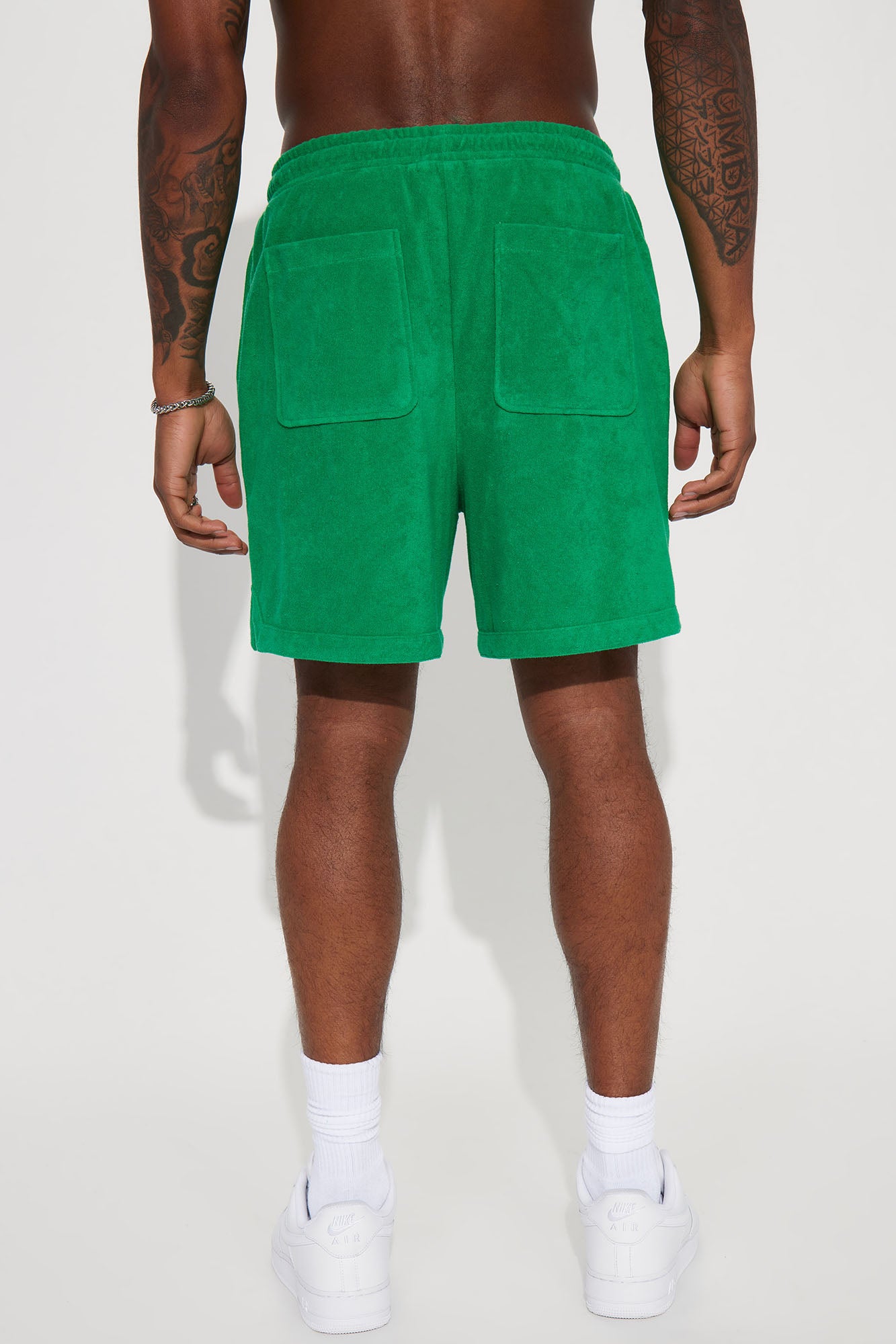 Dipped Terry Knit Shorts - Green - Image 5