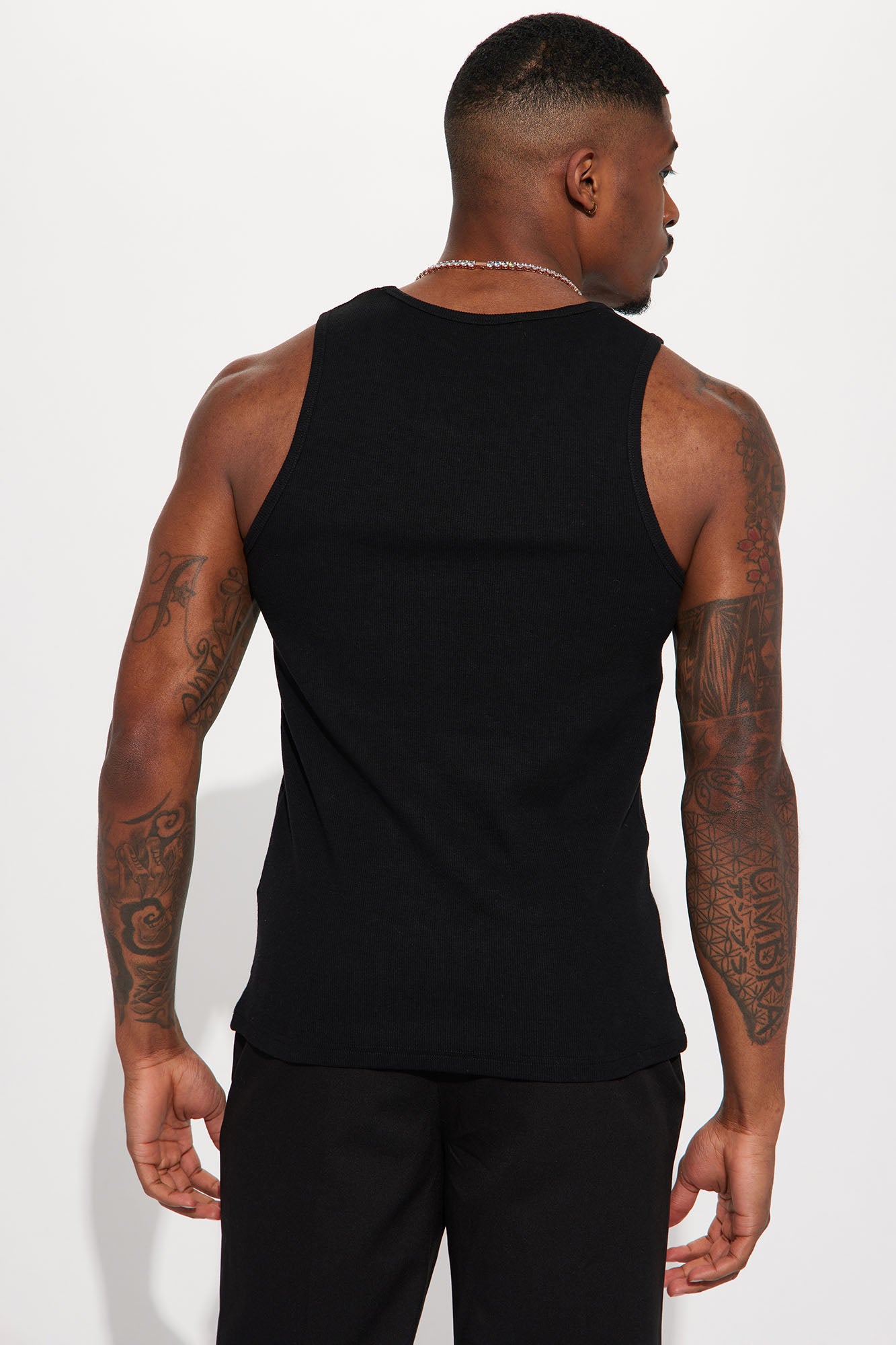 Classic Ribbed Tank Top - Black - Image 4