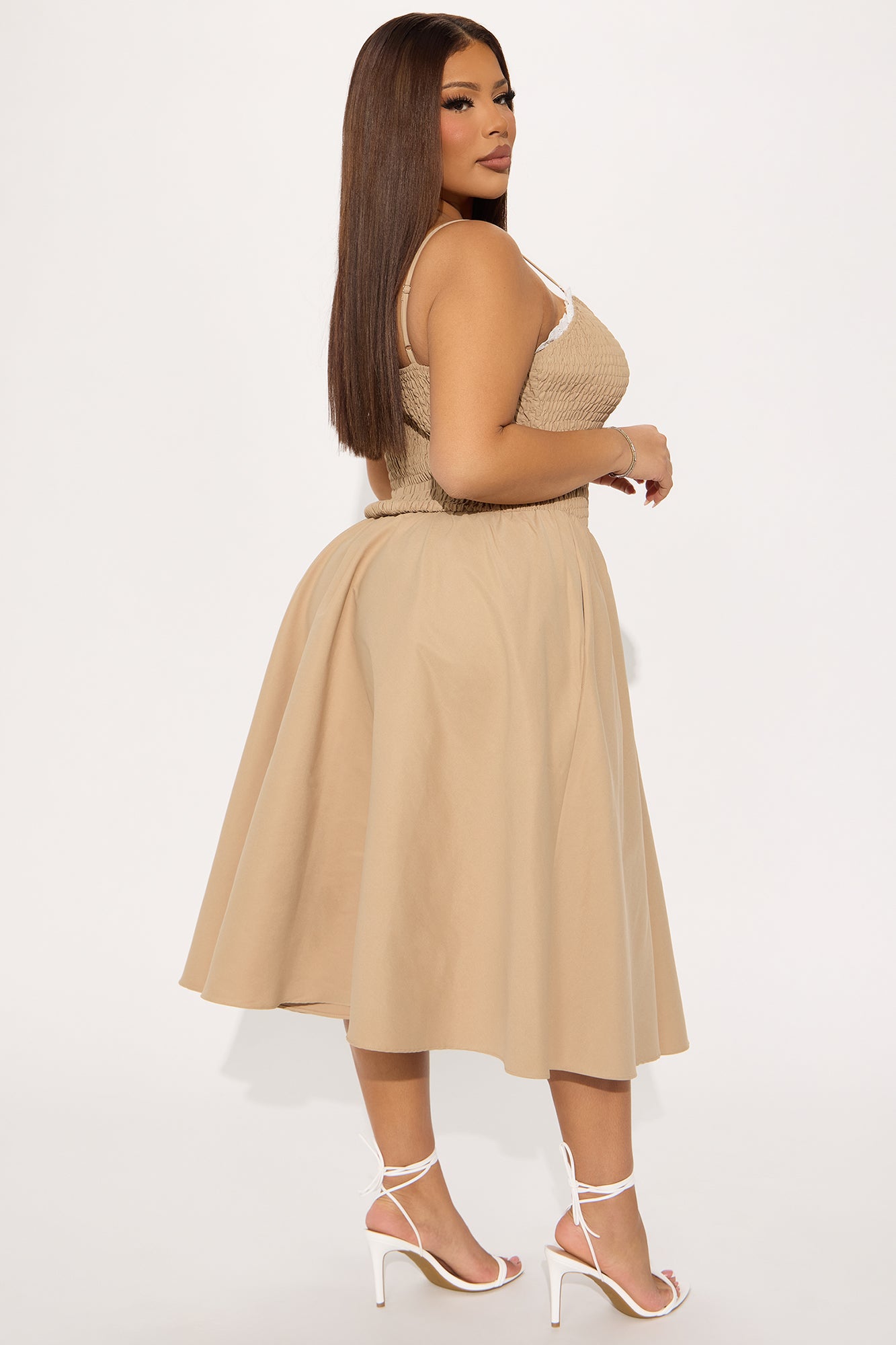 Tia Smocked Midi Dress - Mocha - Image 6