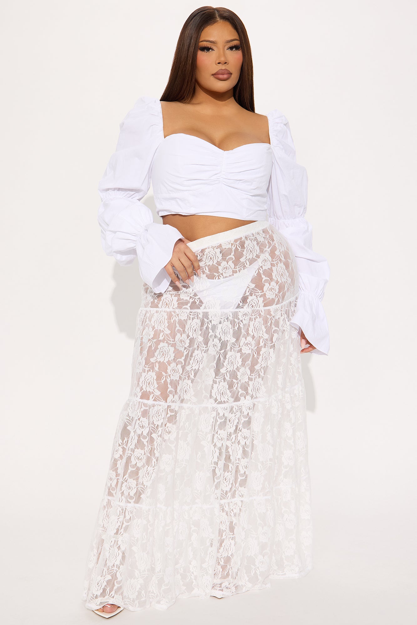 Corrina Lace Tiered Maxi Skirt - Cream - Image 4