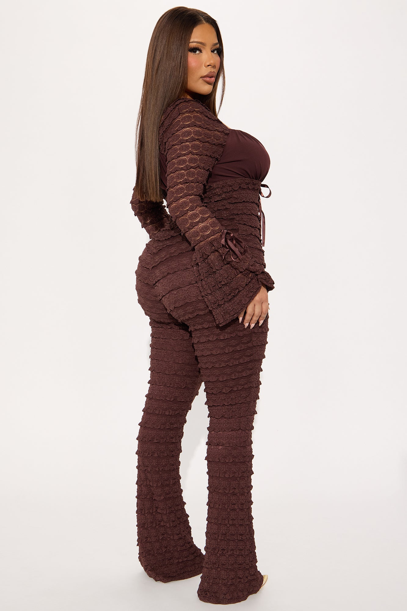 Espresso Lace Jumpsuit - Brown - Image 6