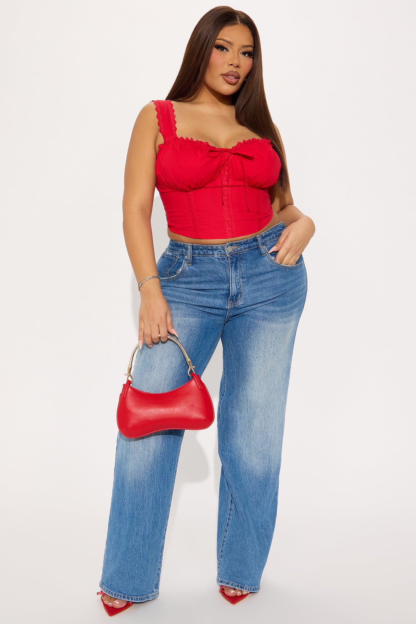 Cottage Core Corset Top - Red - Image 5