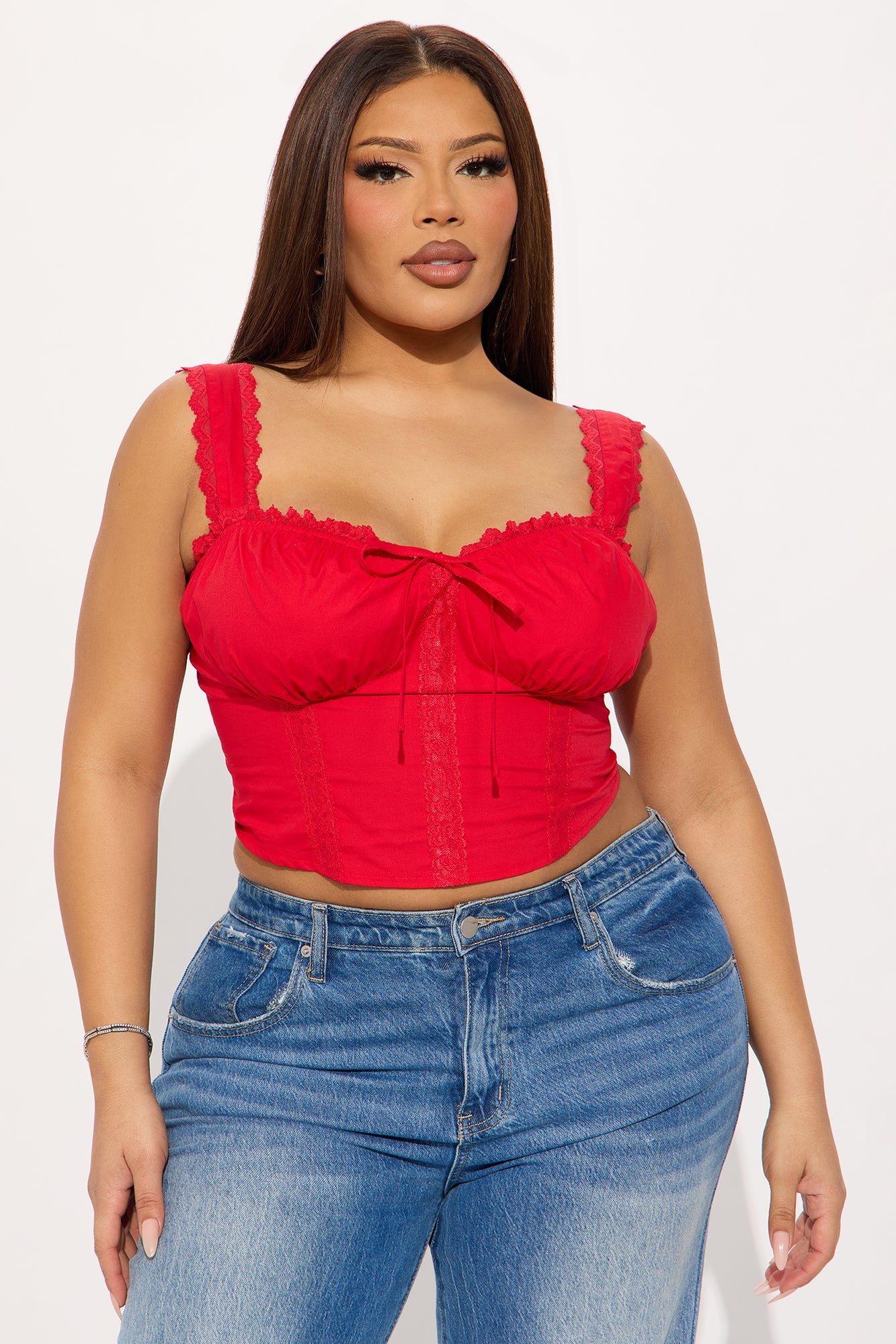 Cottage Core Corset Top - Red - Image 4