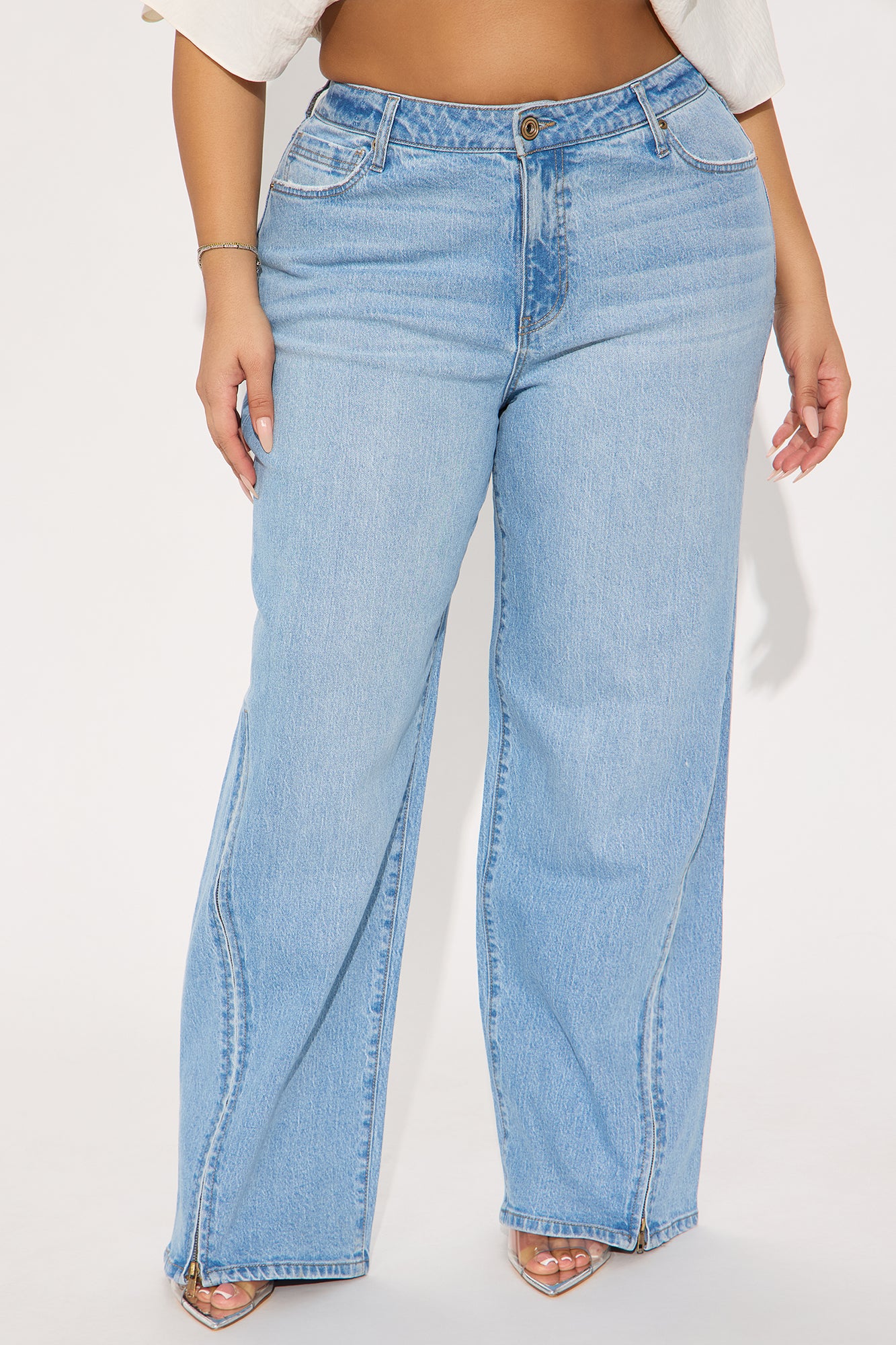 Keeping After It Zipper Detail Straight Leg Jeans - Medium Wash - Image 5