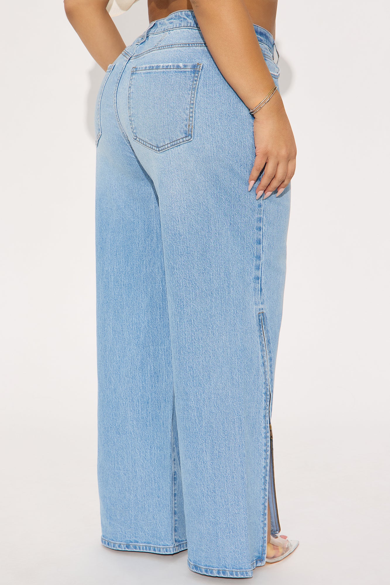 Keeping After It Zipper Detail Straight Leg Jeans - Medium Wash - Image 8