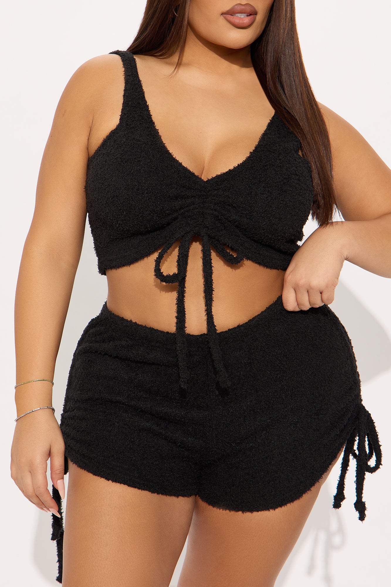 Weekend Cuddles Chenille PJ Short Set - Black - Image 5