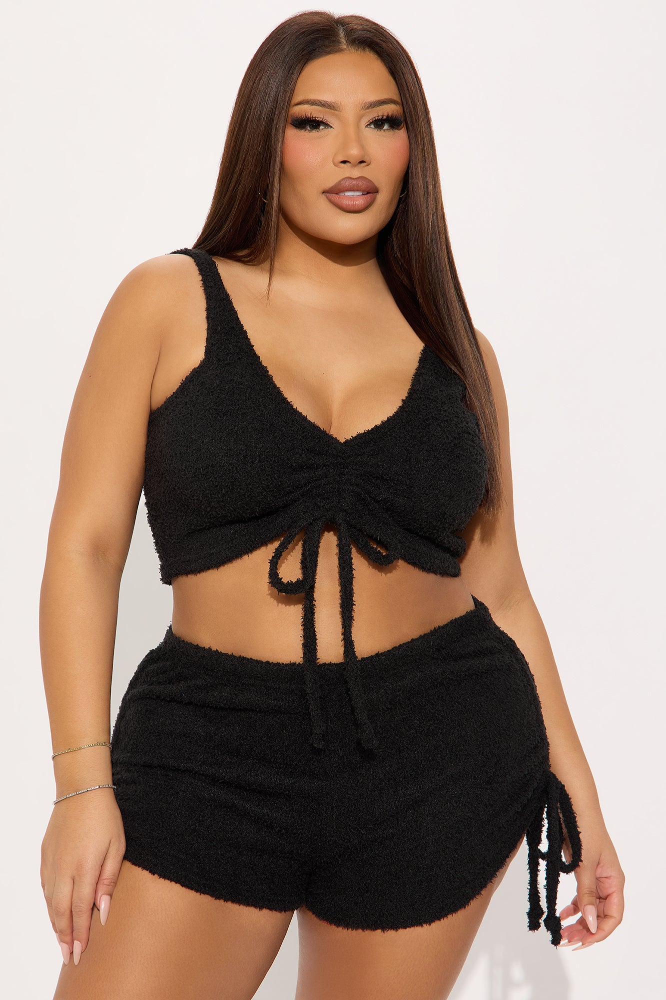 Weekend Cuddles Chenille PJ Short Set - Black - Image 4