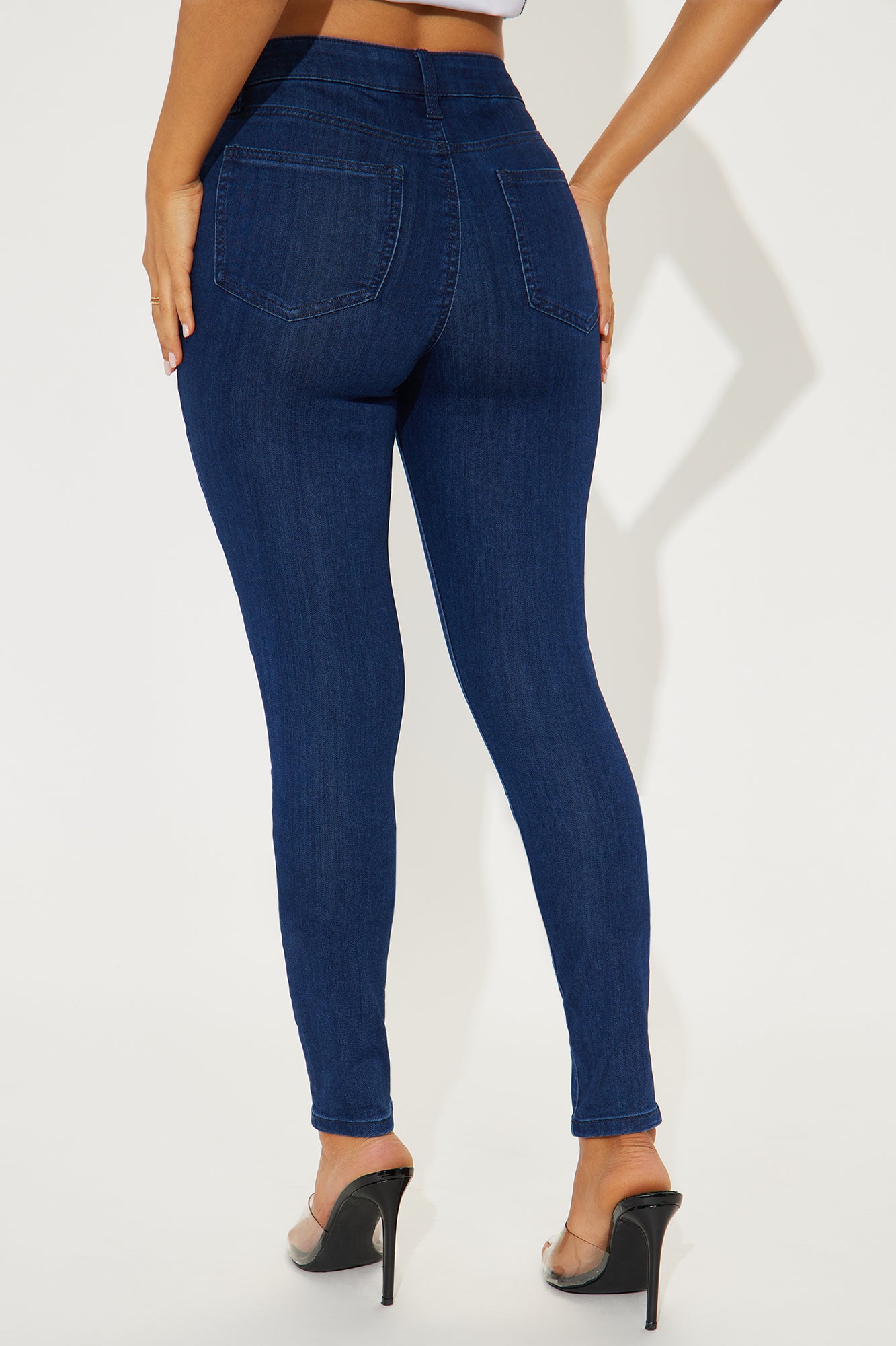 Adriana Mid Rise Skinny Jeans - Dark Wash - Image 3