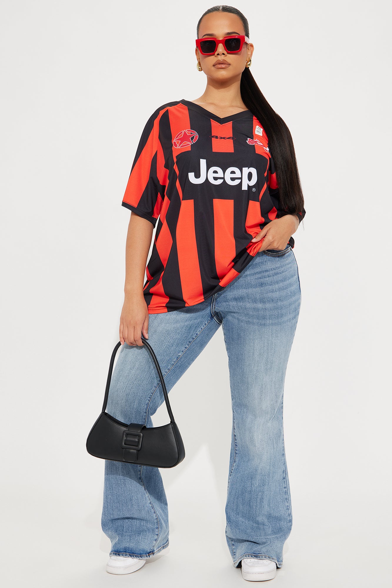 Jeep Wrangler Striped Jersey Tee - Red/Black - Image 6