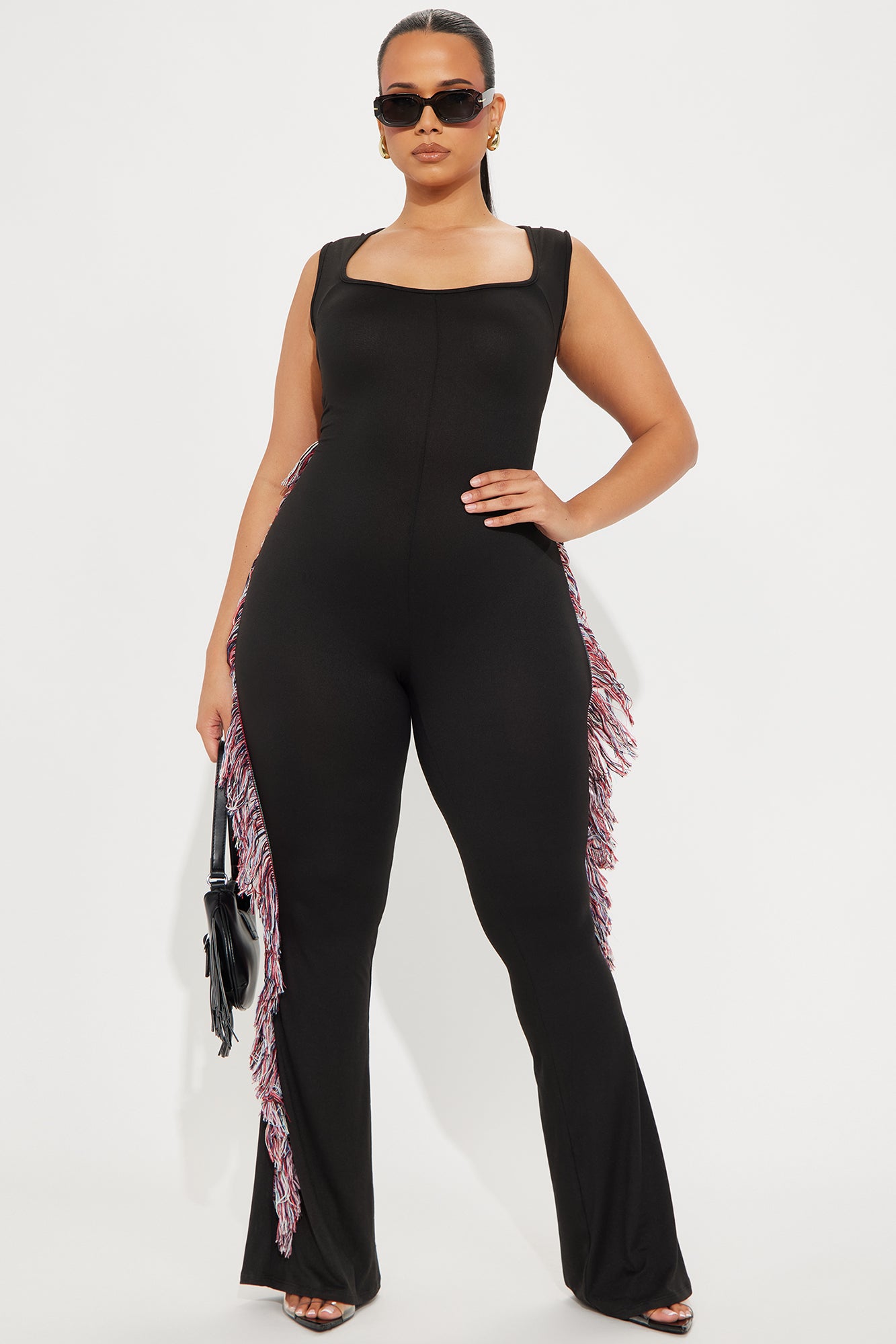 All At Once Fringe Jumpsuit - Black - Image 5
