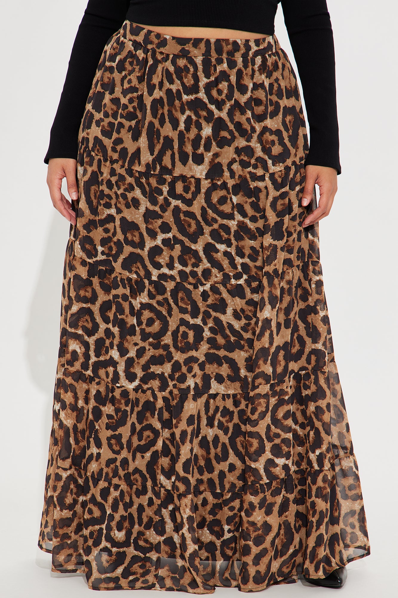 Simona Leopard Tiered Maxi Skirt - Brown/combo - Image 5