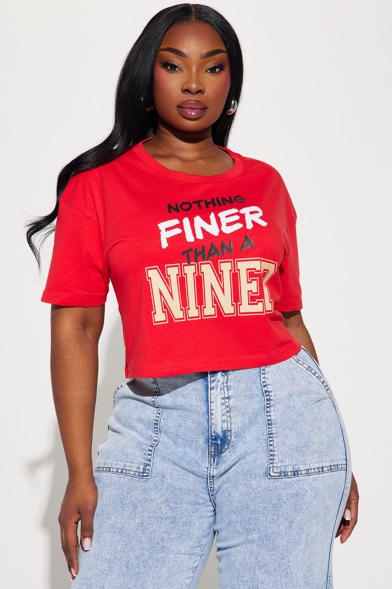 Nothing Finer Than A Niner Crop Top - Red - Image 5
