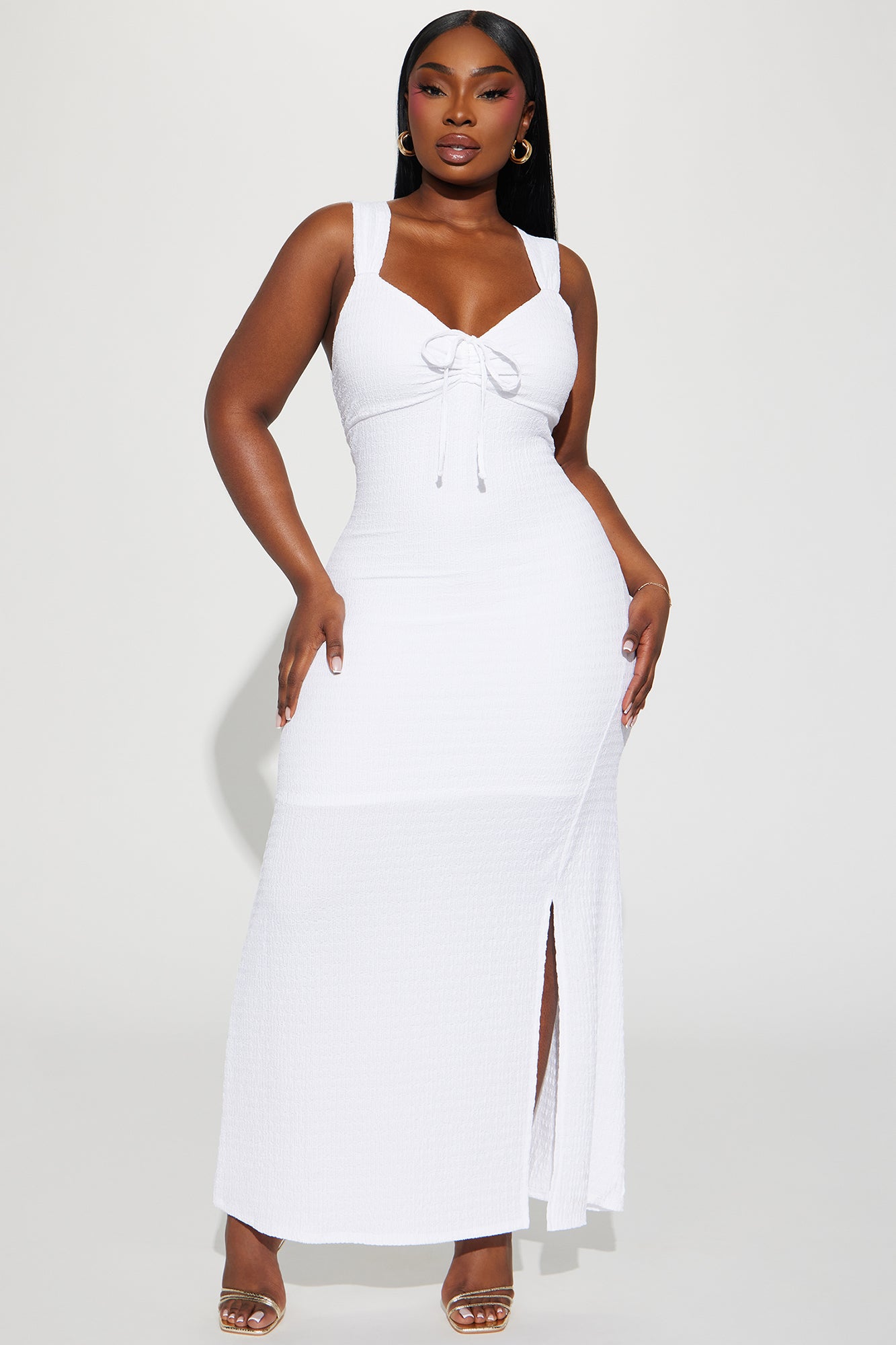 Bailey Textured Maxi Dress - White - Image 4