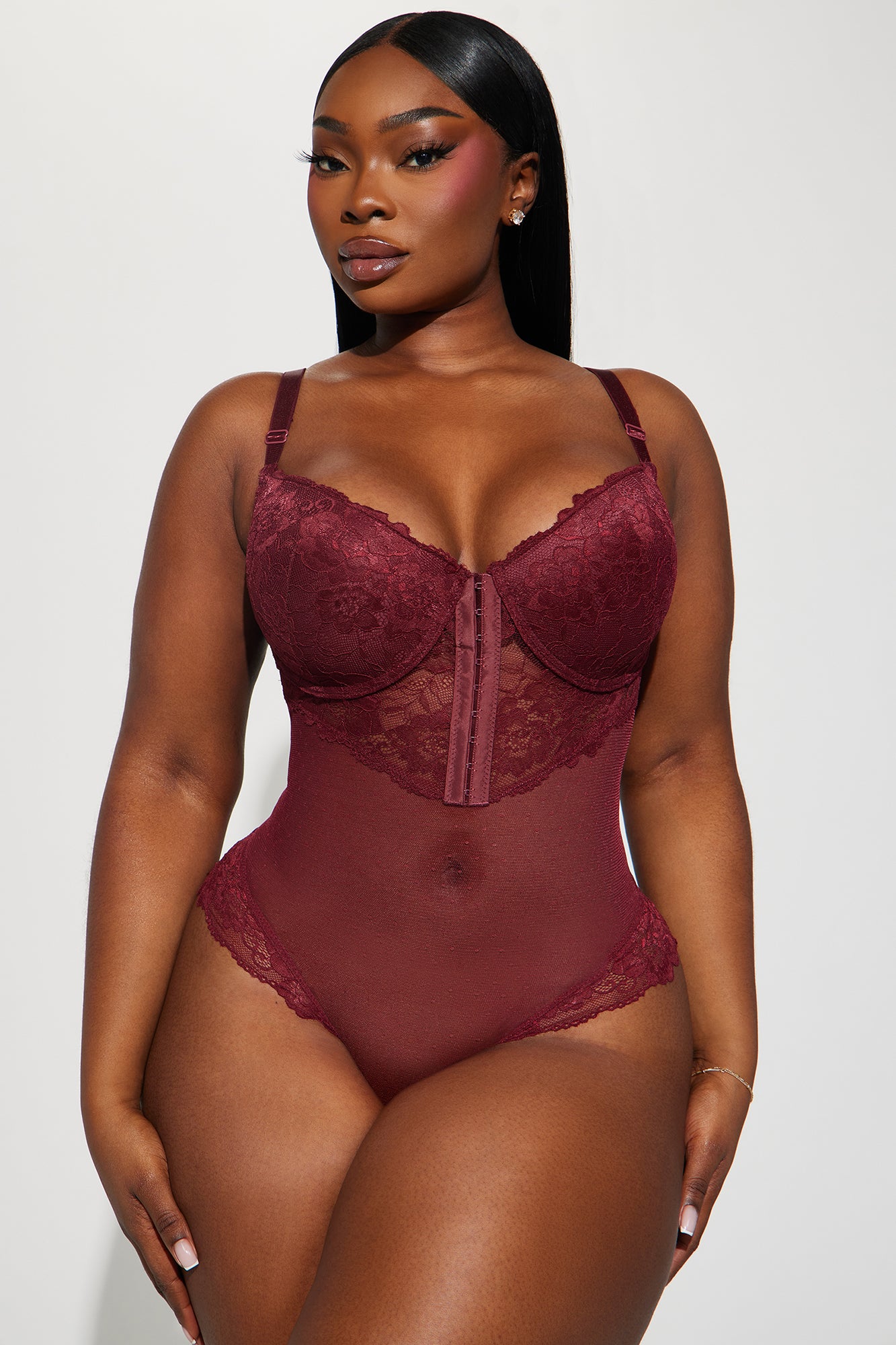 Hooked To Your Bad Behavior Teddy - Burgundy - Image 4
