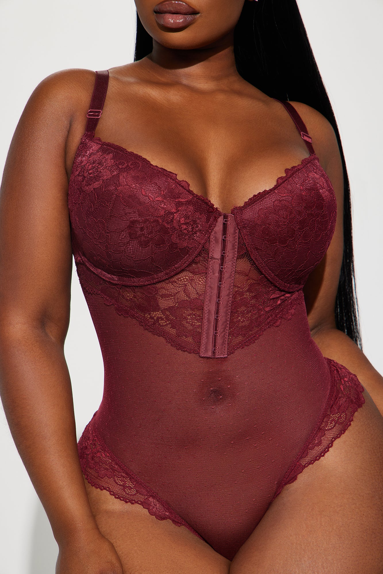 Hooked To Your Bad Behavior Teddy - Burgundy - Image 5