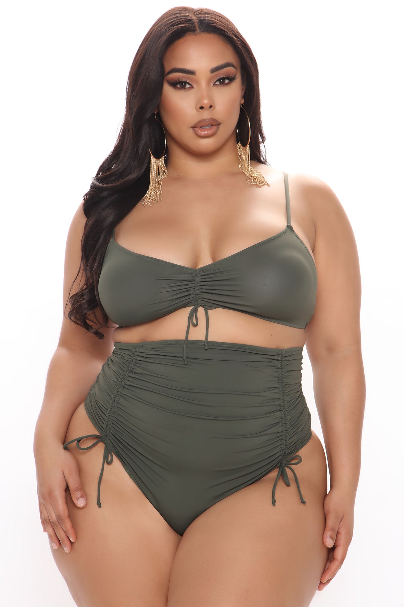 Señorita Margarita Ruched 2 Piece Bikini - Olive - Image 4