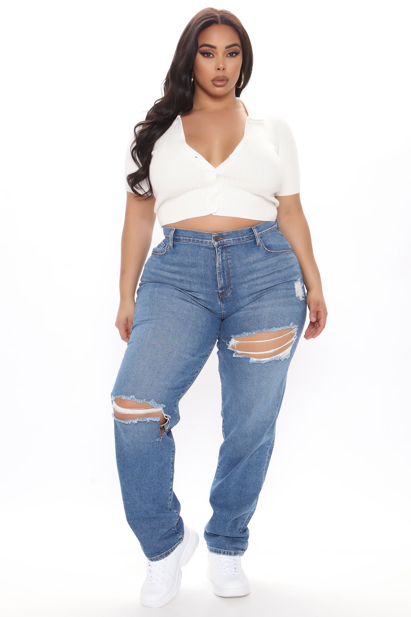 Tall Hometown Cutie Destroyed Mom Jeans - Medium Blue Wash - Image 7