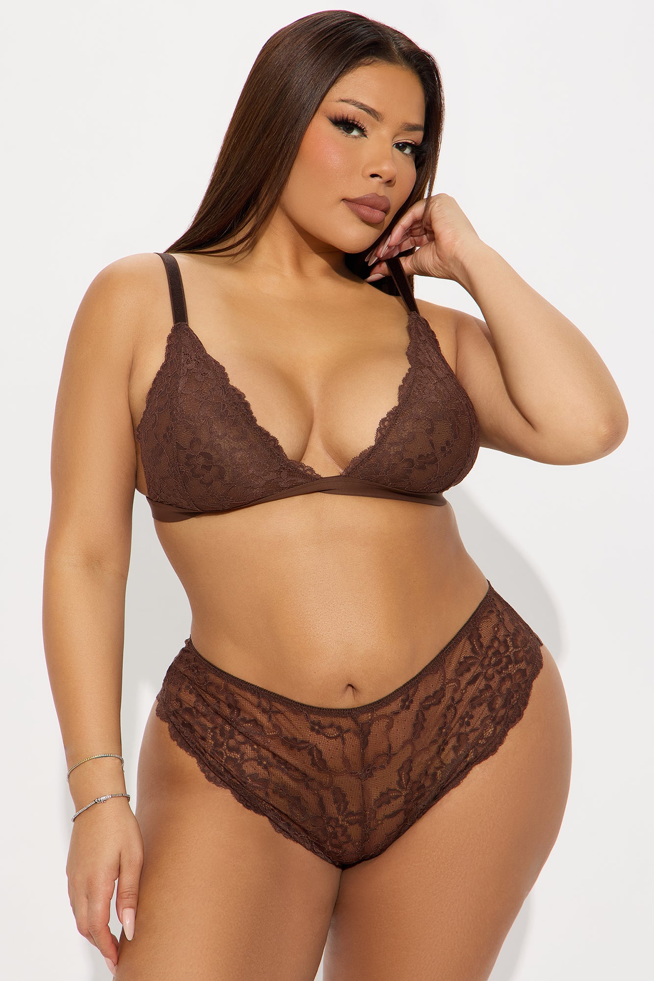 Nova Lace Triangle Bralette - Chocolate - Image 5