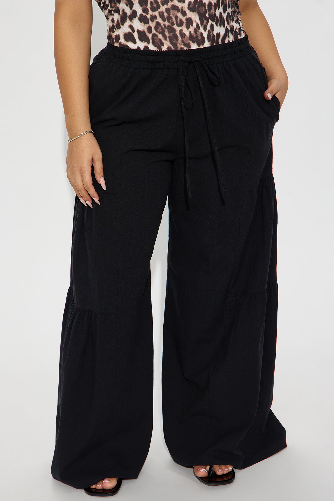 Sandra Linen Wide Leg Pant - Black - Image 5