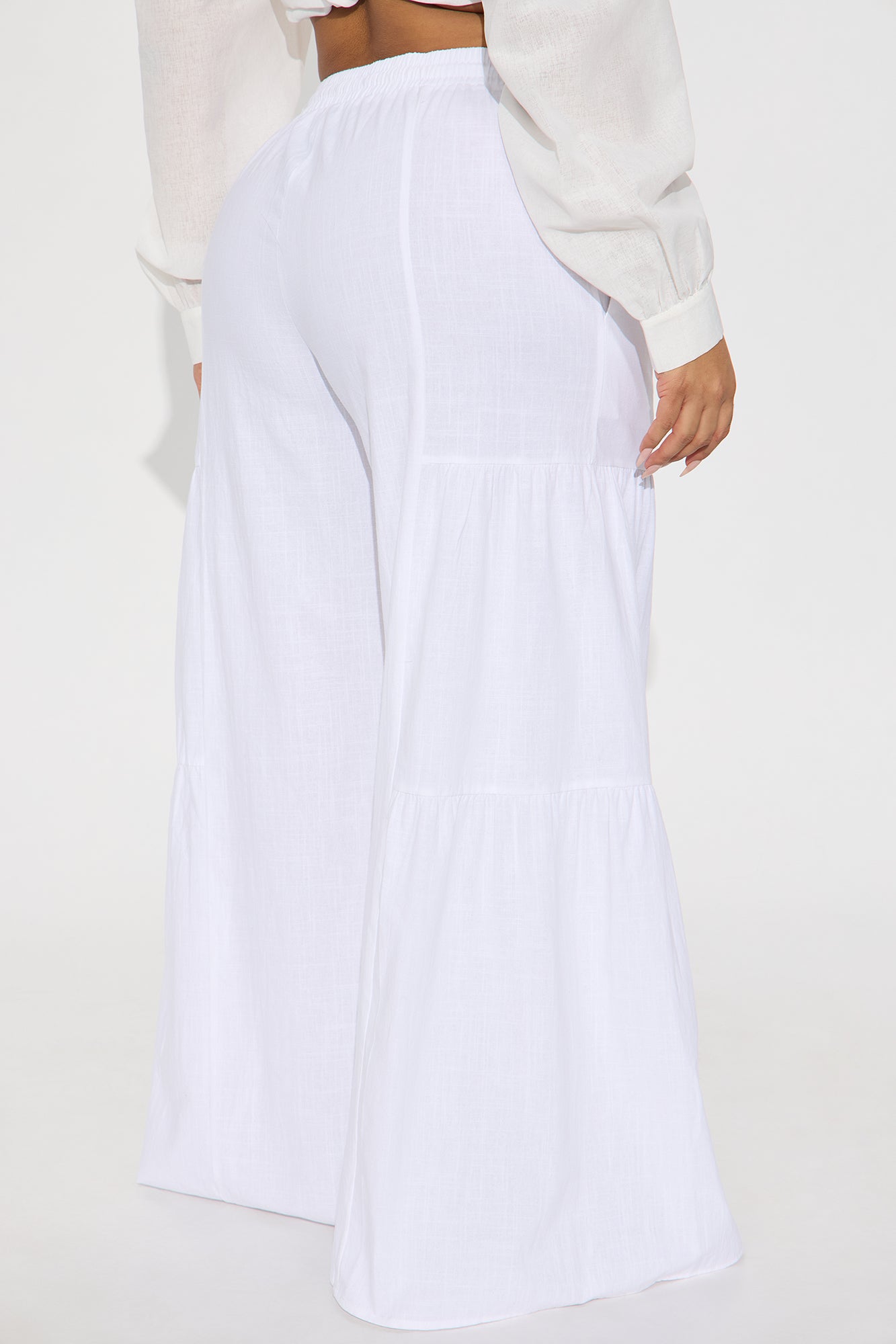 Sandra Linen Wide Leg Pant - White - Image 6