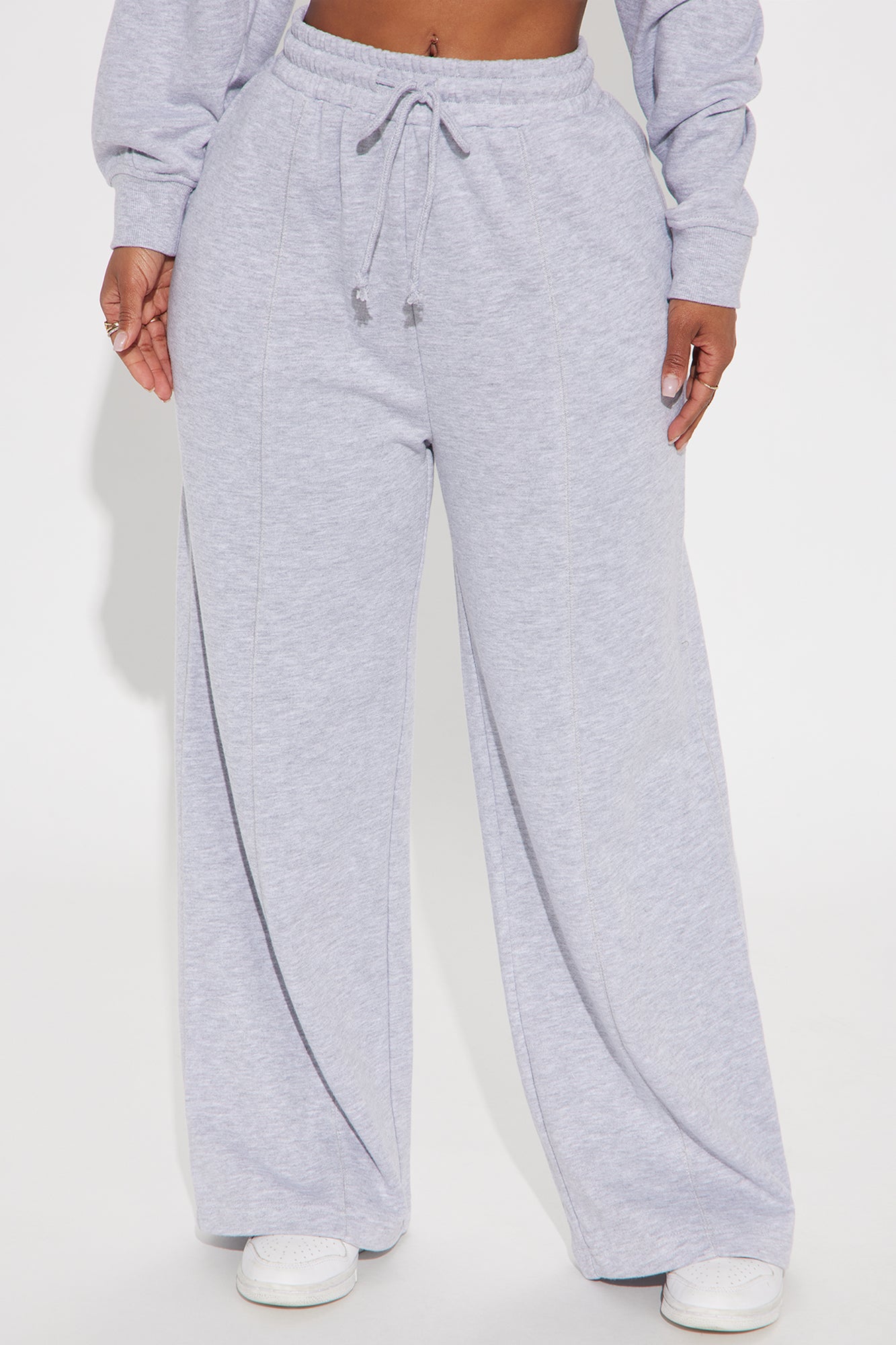 The Washed Wide Leg Sweatpant - Heather Grey - Image 3