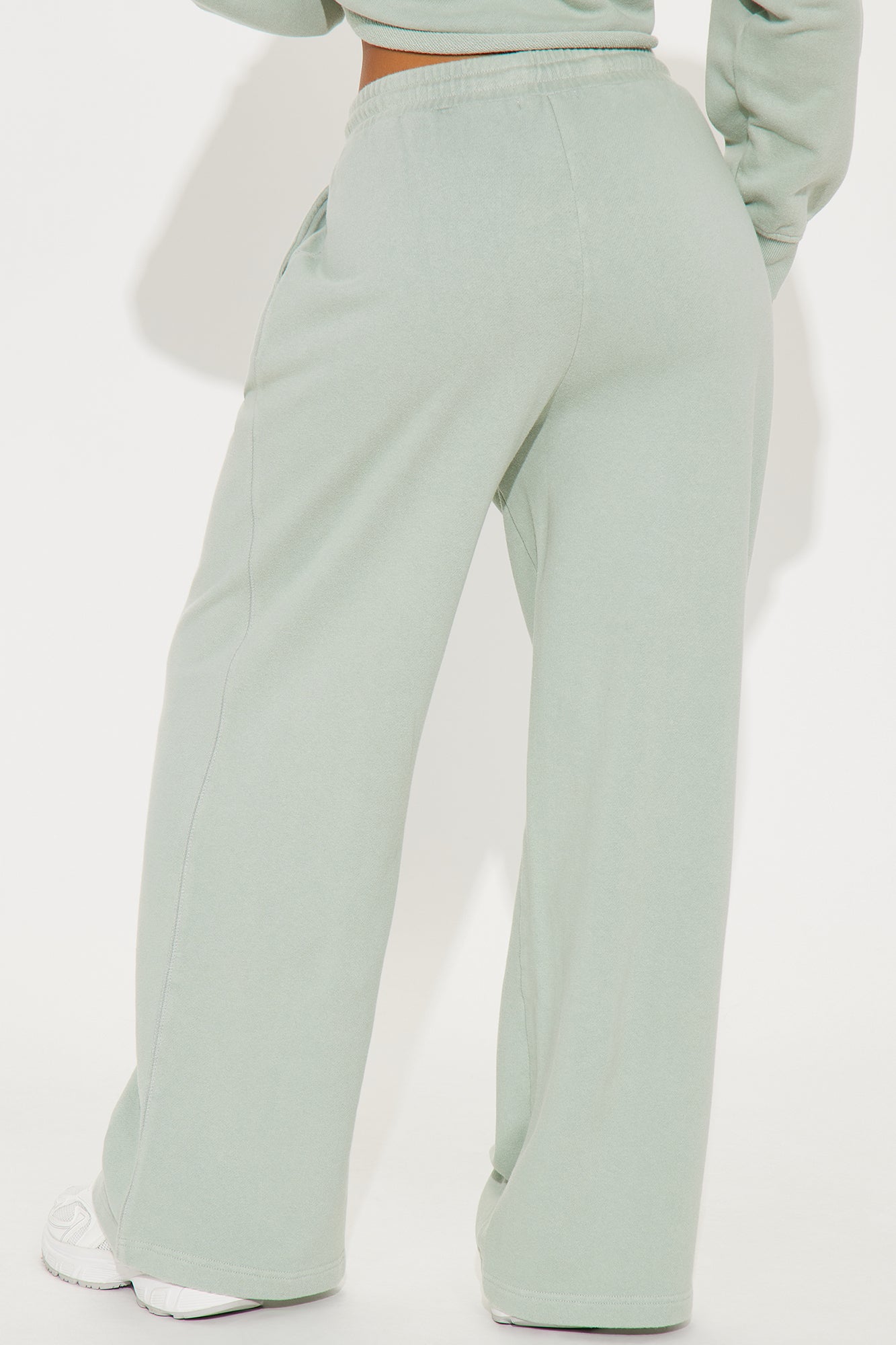 The Washed Wide Leg Sweatpant - Sage - Image 3