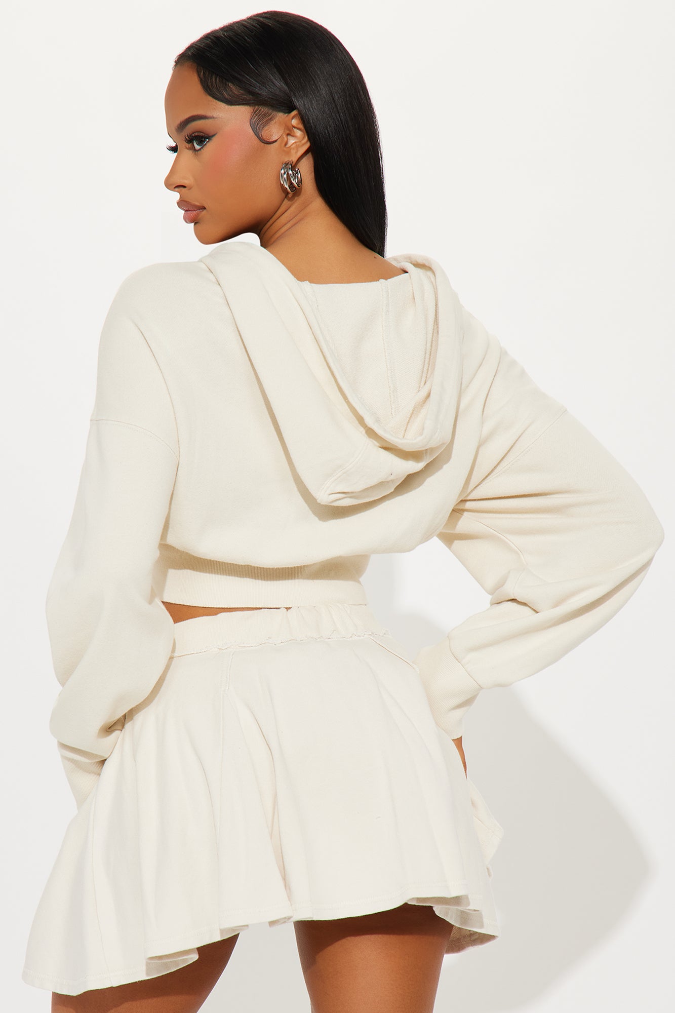 The Washed Cropped Hoodie - Cream - Image 3