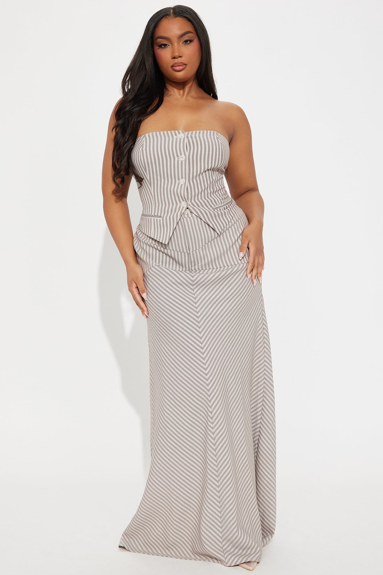Bailey Striped Maxi Skirt Set - Mocha/combo - Image 4