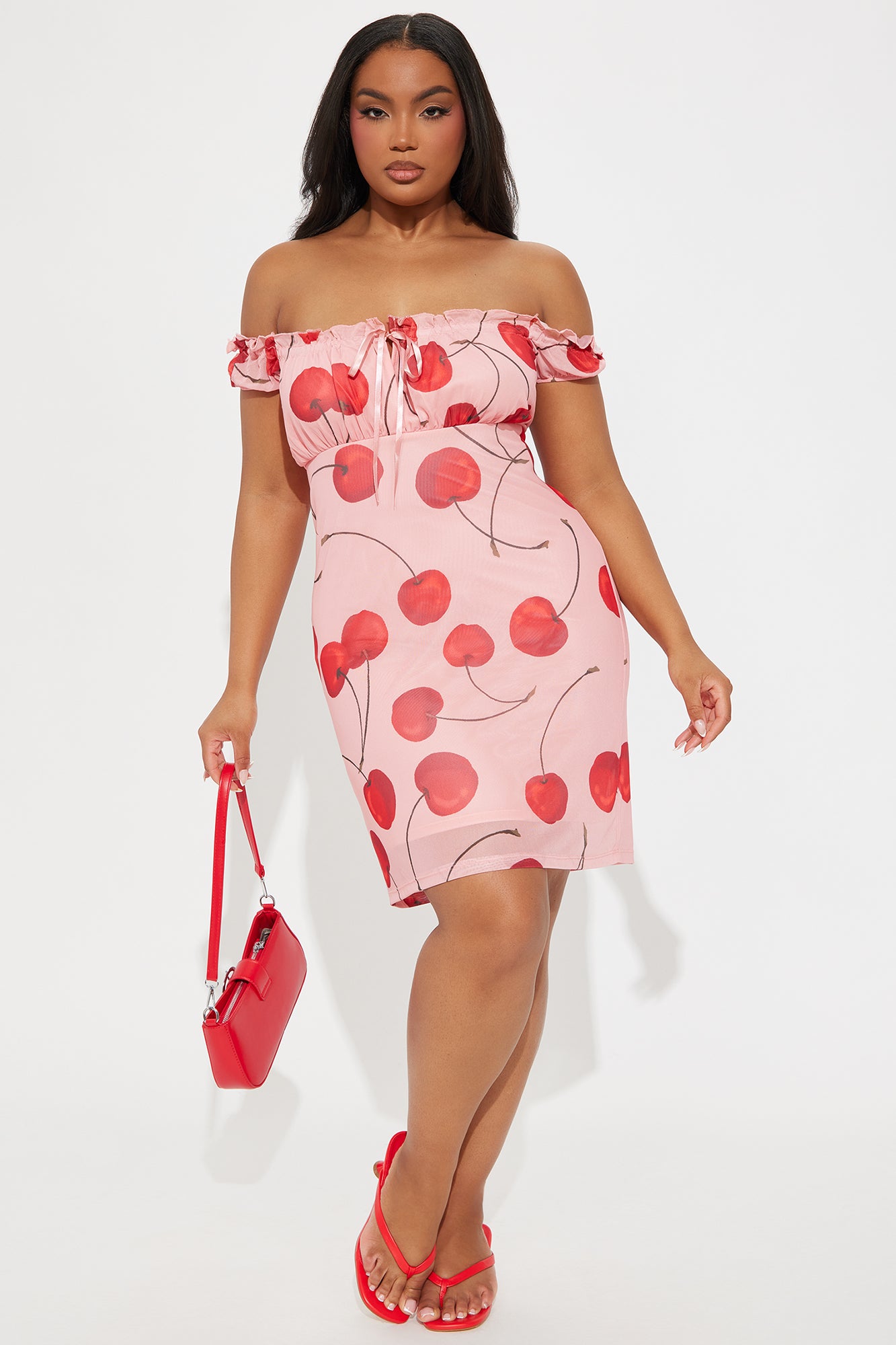 Sweet Treat Cherry Mesh Mini Dress - Pink/combo - Image 4