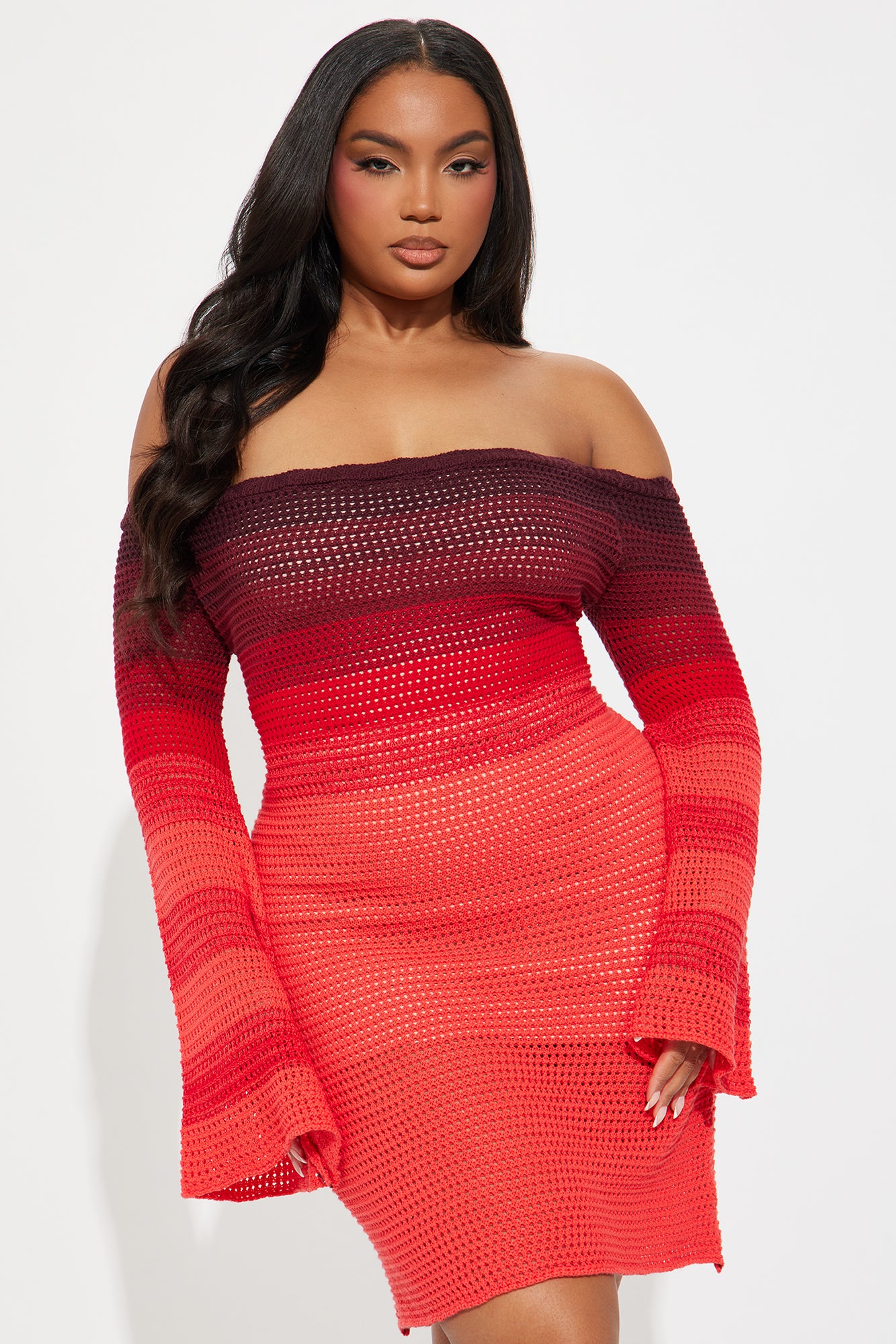 Lilah Crochet Mini Dress - Burgundy/combo - Image 4