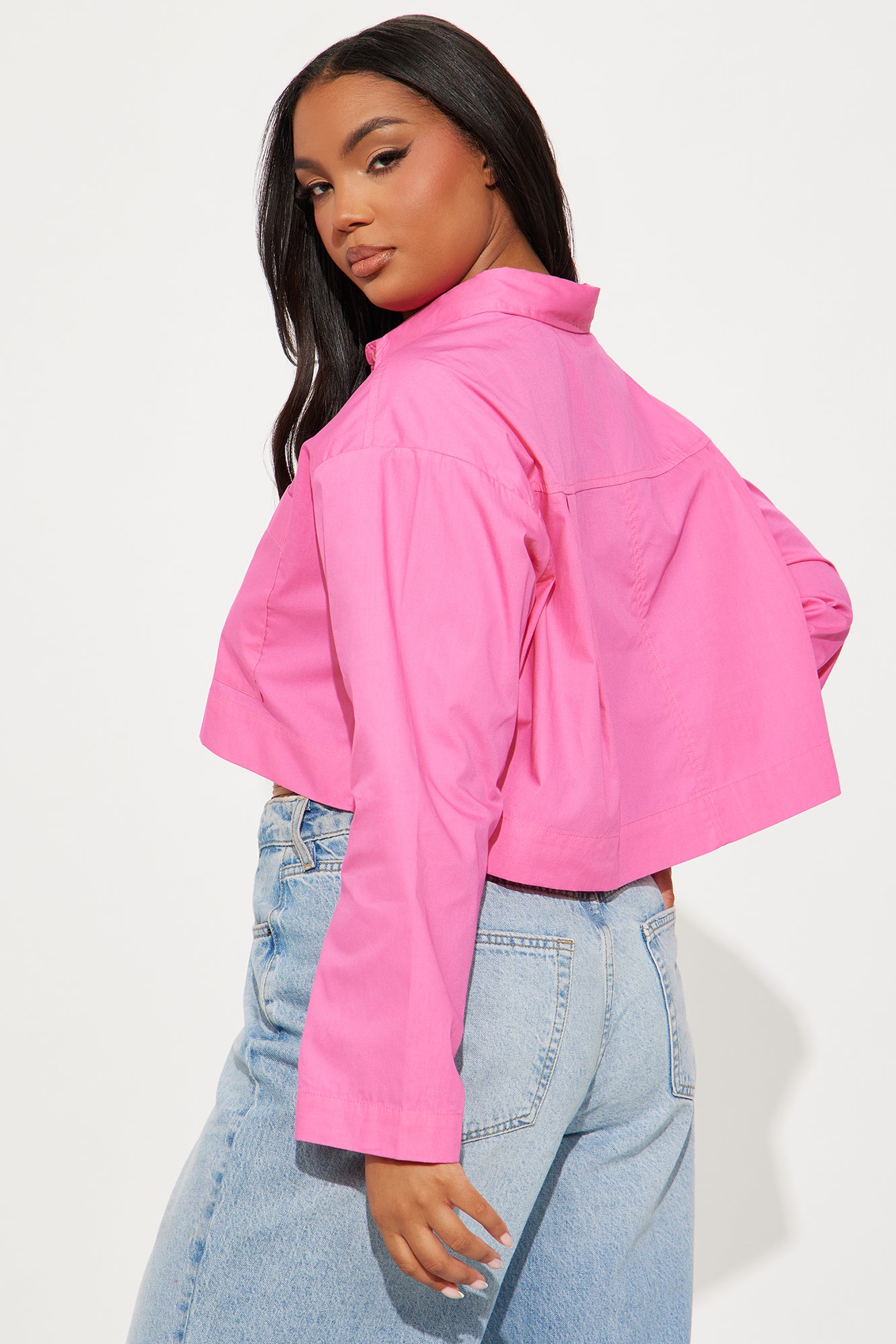 Busy Weekends Long Sleeve Poplin Shirt - Hot Pink - Image 6