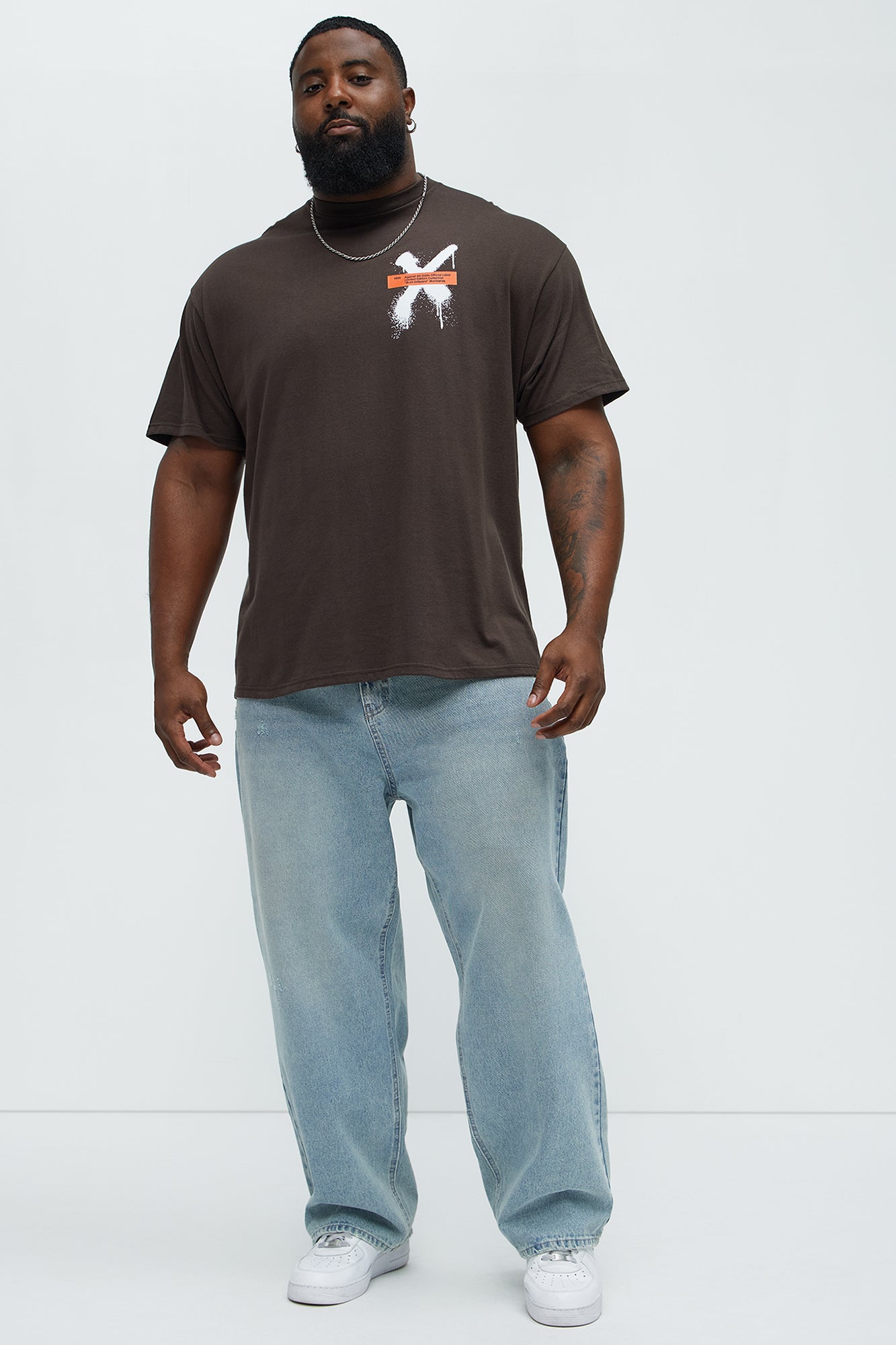 X Graffiti Short Sleeve Crew Neck T shirt - Brown - Image 7