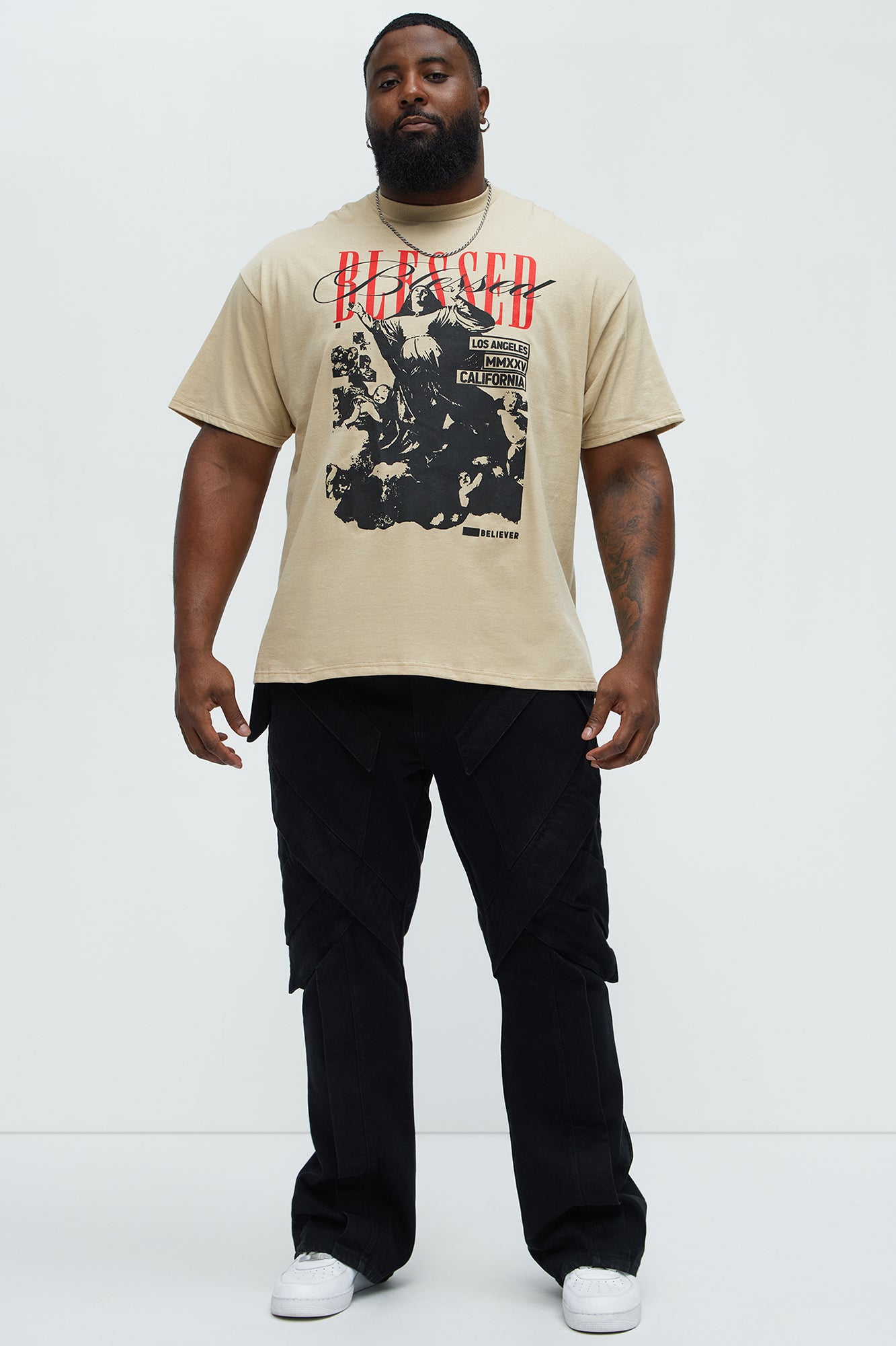 Blessed Short Sleeve Crew Neck T shirt - Taupe - Image 5