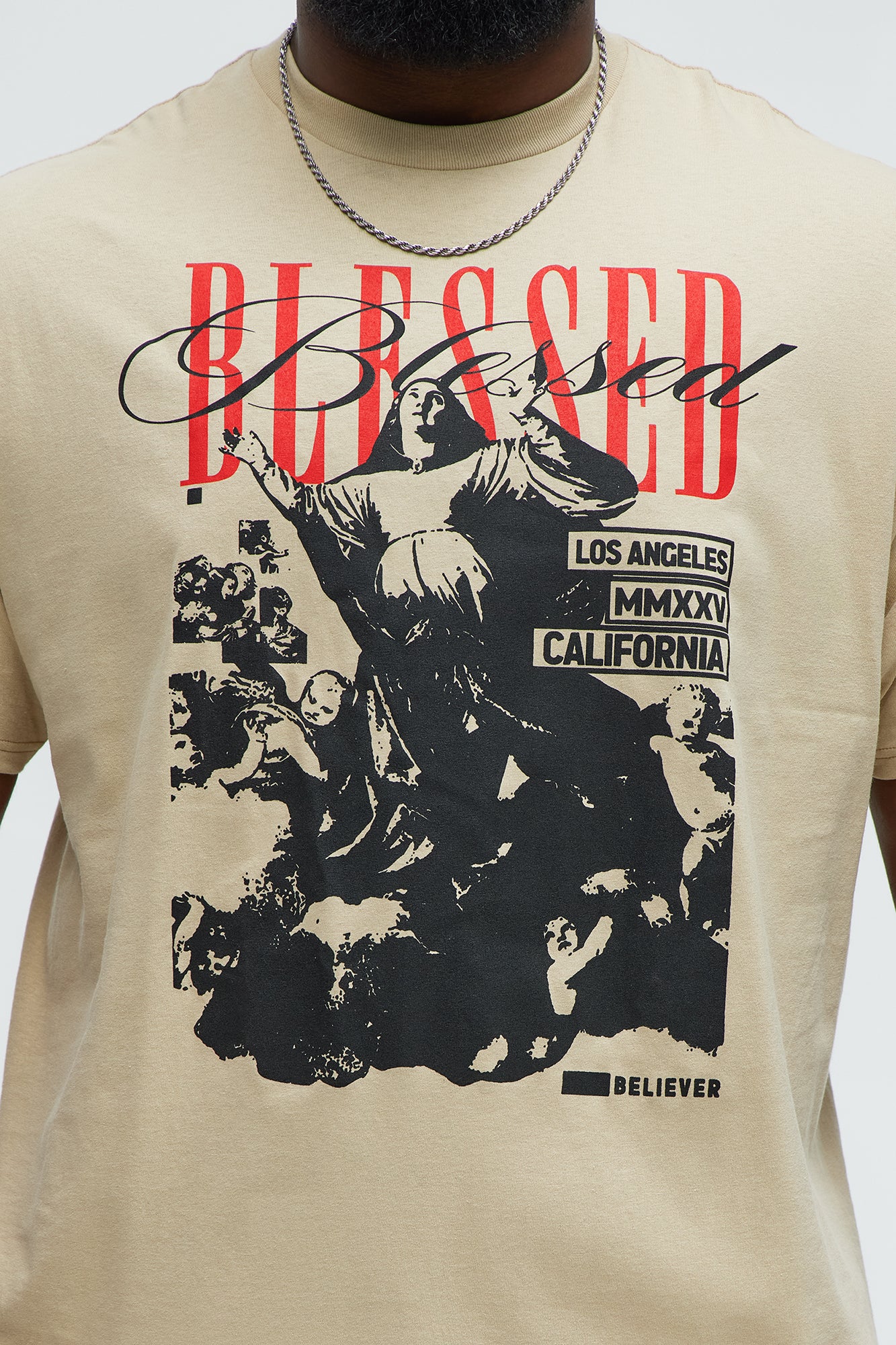 Blessed Short Sleeve Crew Neck T shirt - Taupe - Image 6