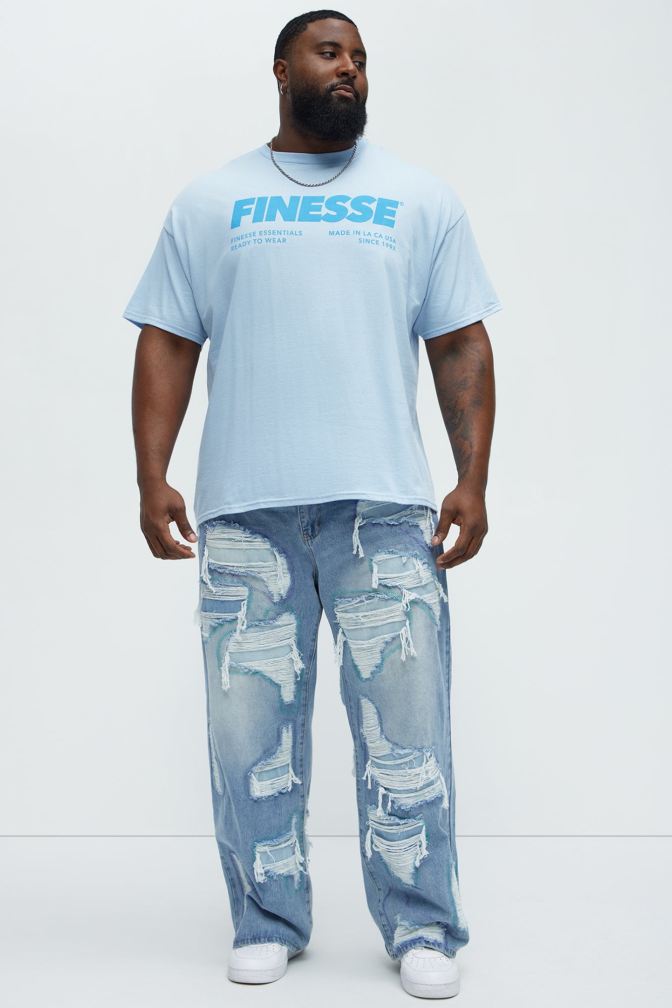 Finesse Short Sleeve Crew Neck T shirt - Light Blue - Image 5