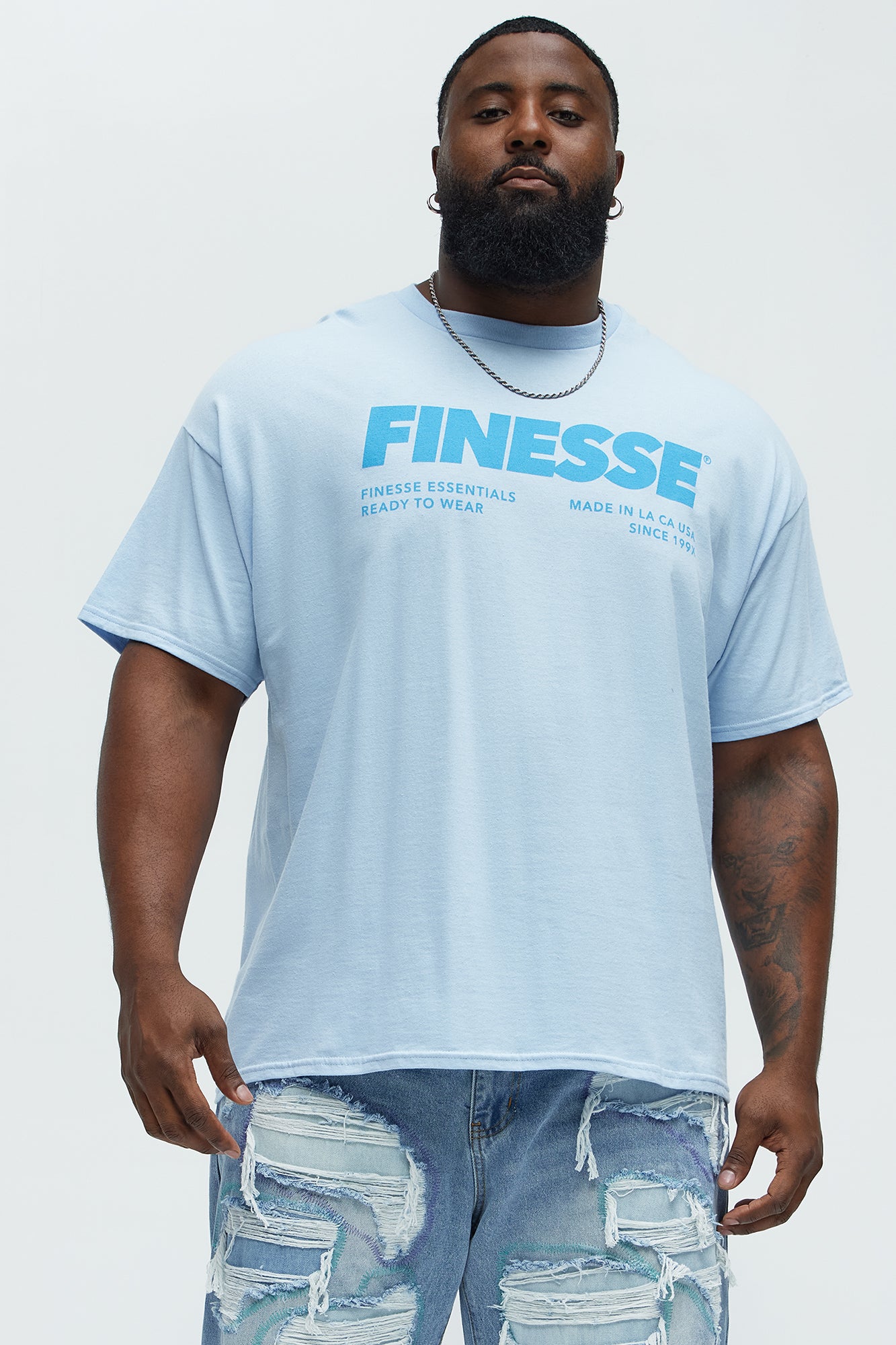 Finesse Short Sleeve Crew Neck T shirt - Light Blue - Image 4