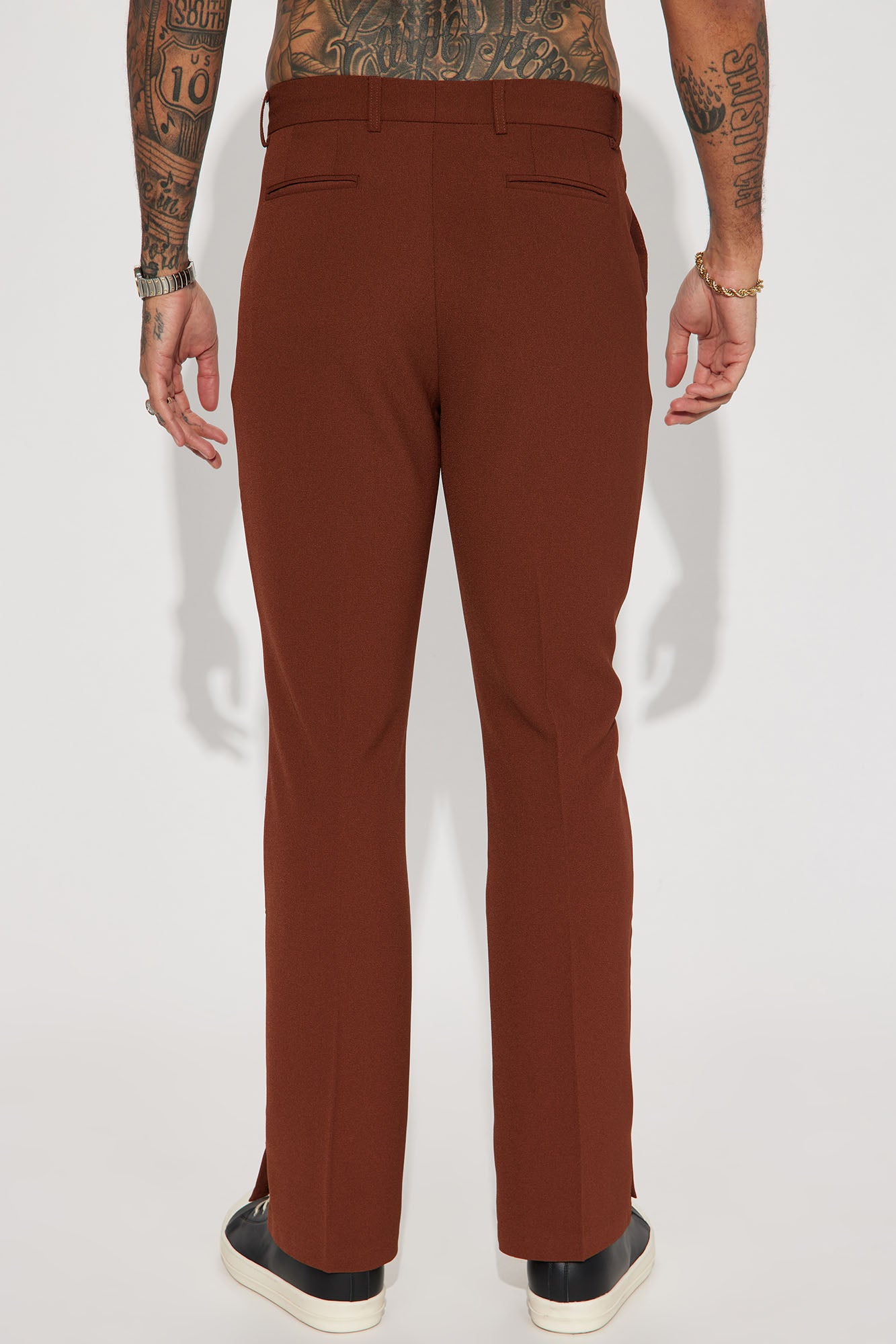 Golden Hour Slit Slim Flare Trousers - Brown - Image 8