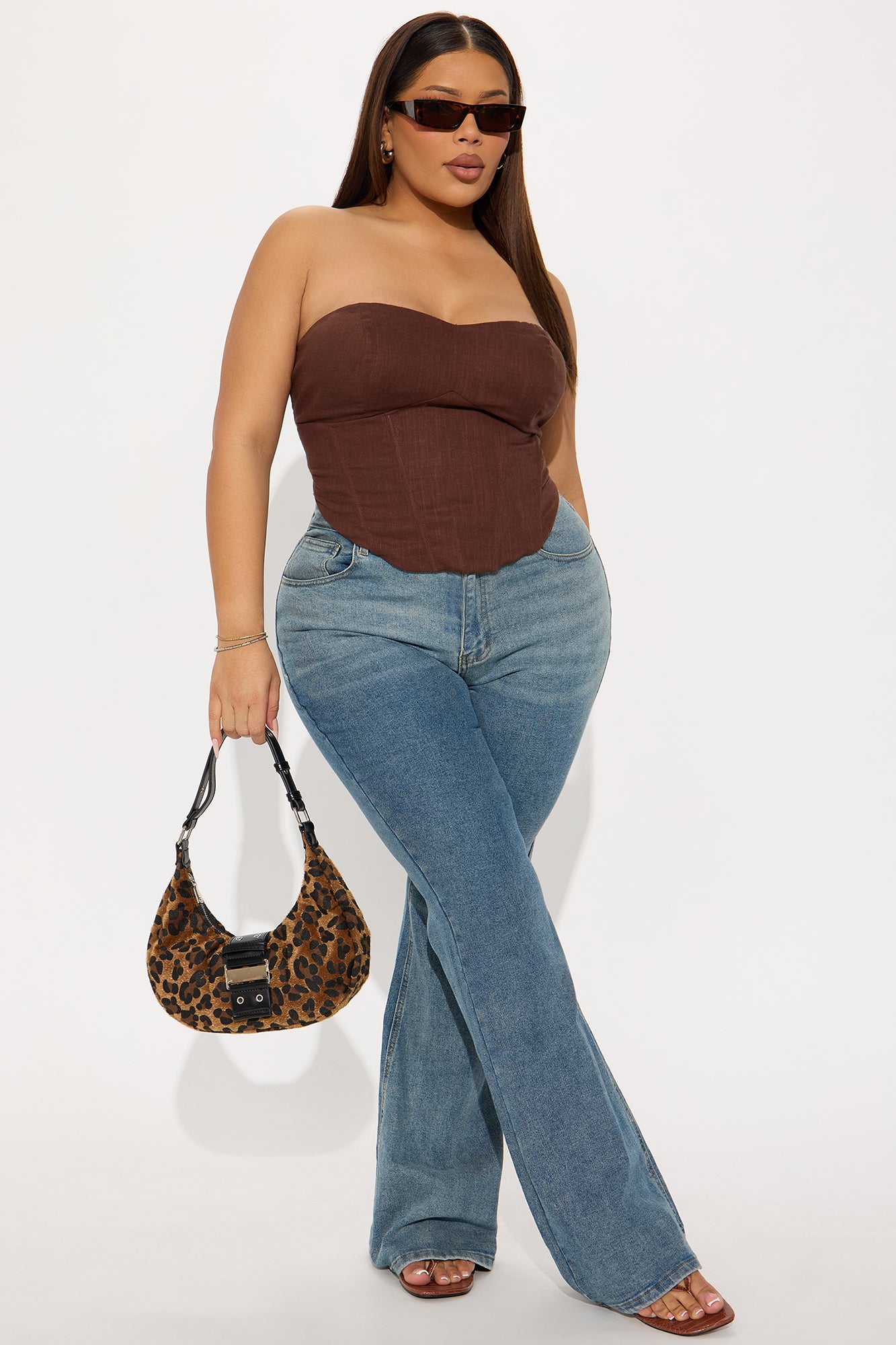 Georgette Linen Corset Top - Chocolate - Image 4