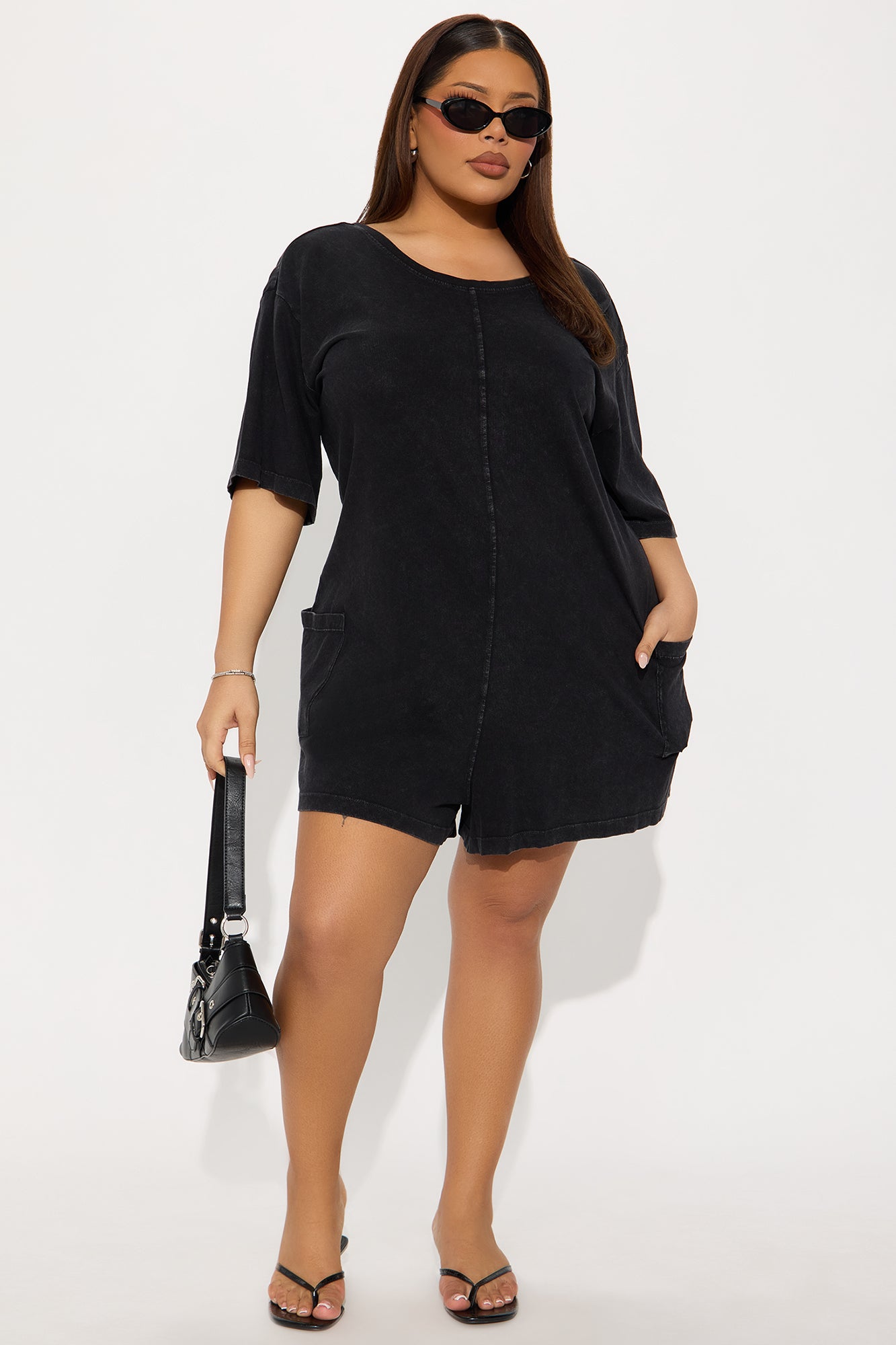 The Washed Oversize Romper - Black - Image 4