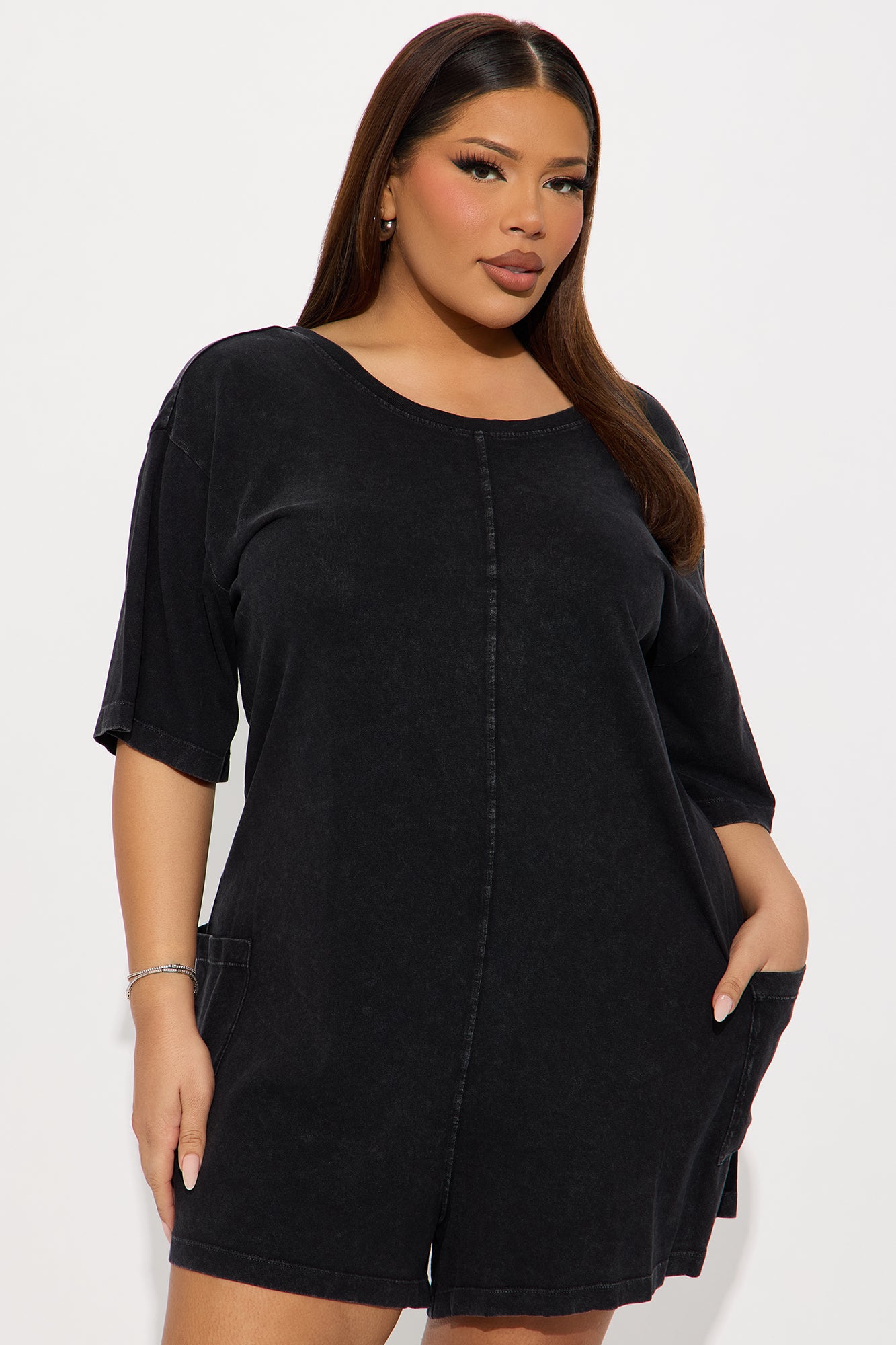 The Washed Oversize Romper - Black - Image 5