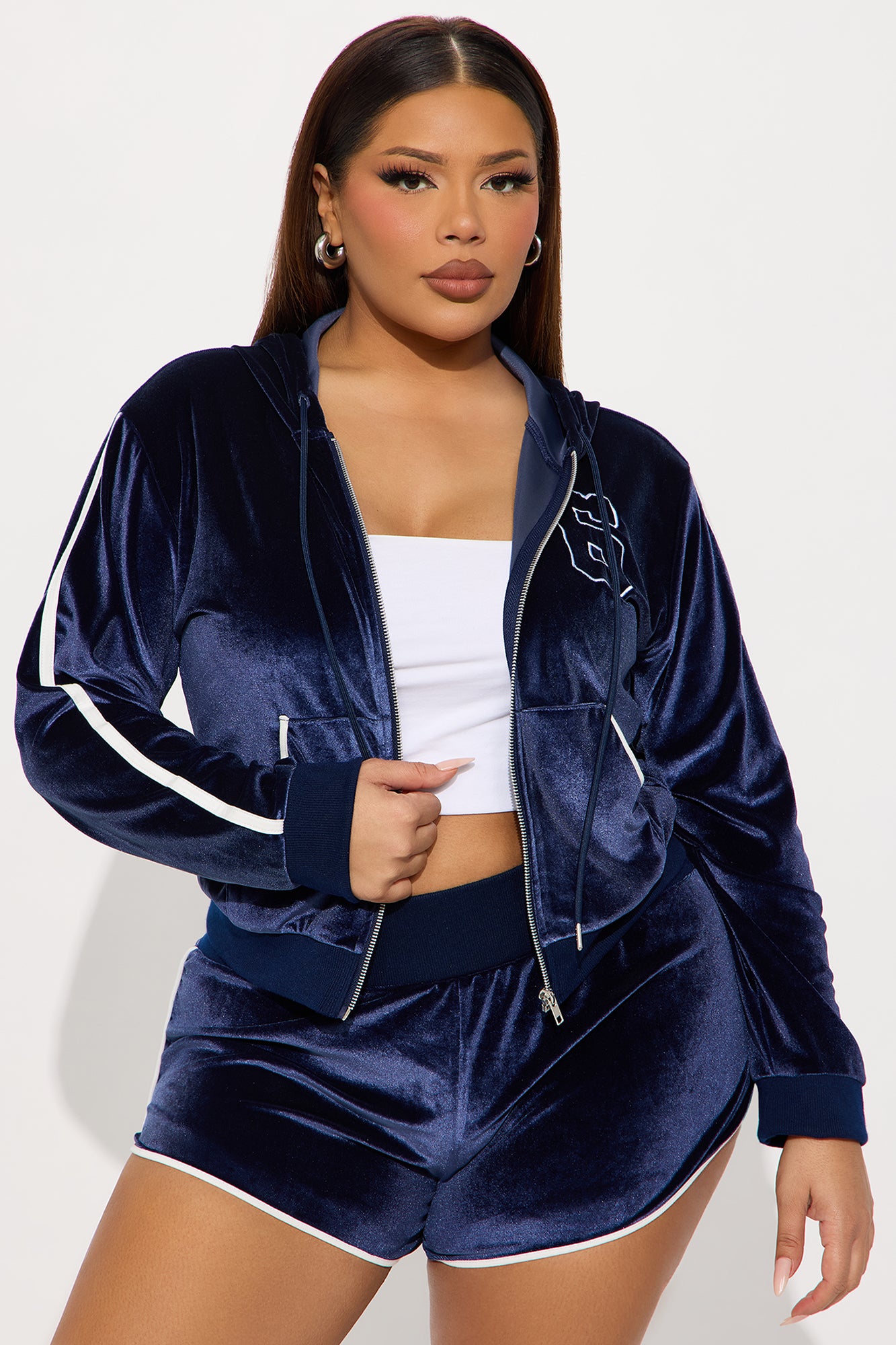 Sarah Velour Micro Short Set - Navy - Image 6