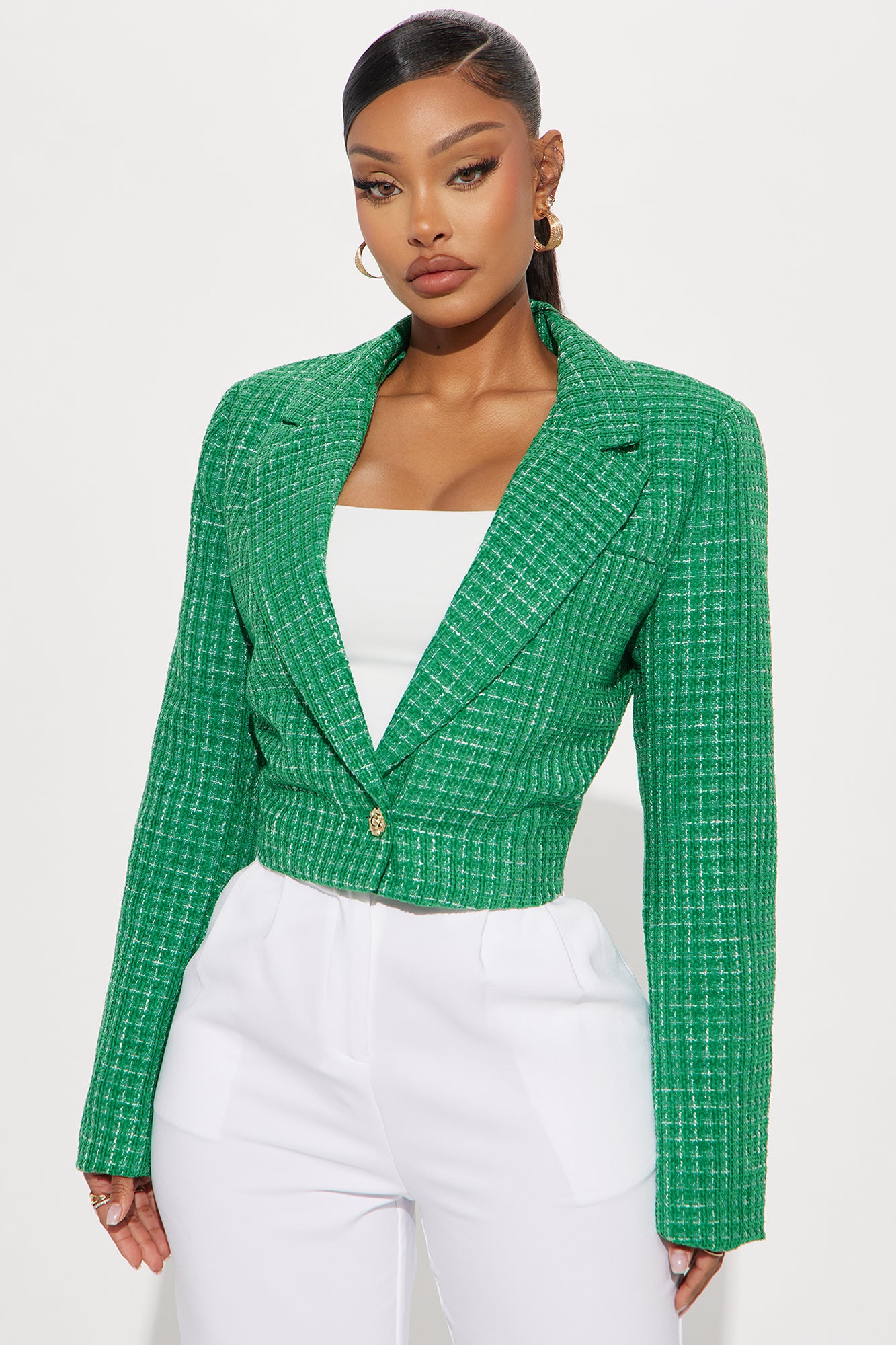 Anitta Tweed Blazer - Kelly Green - Image 3
