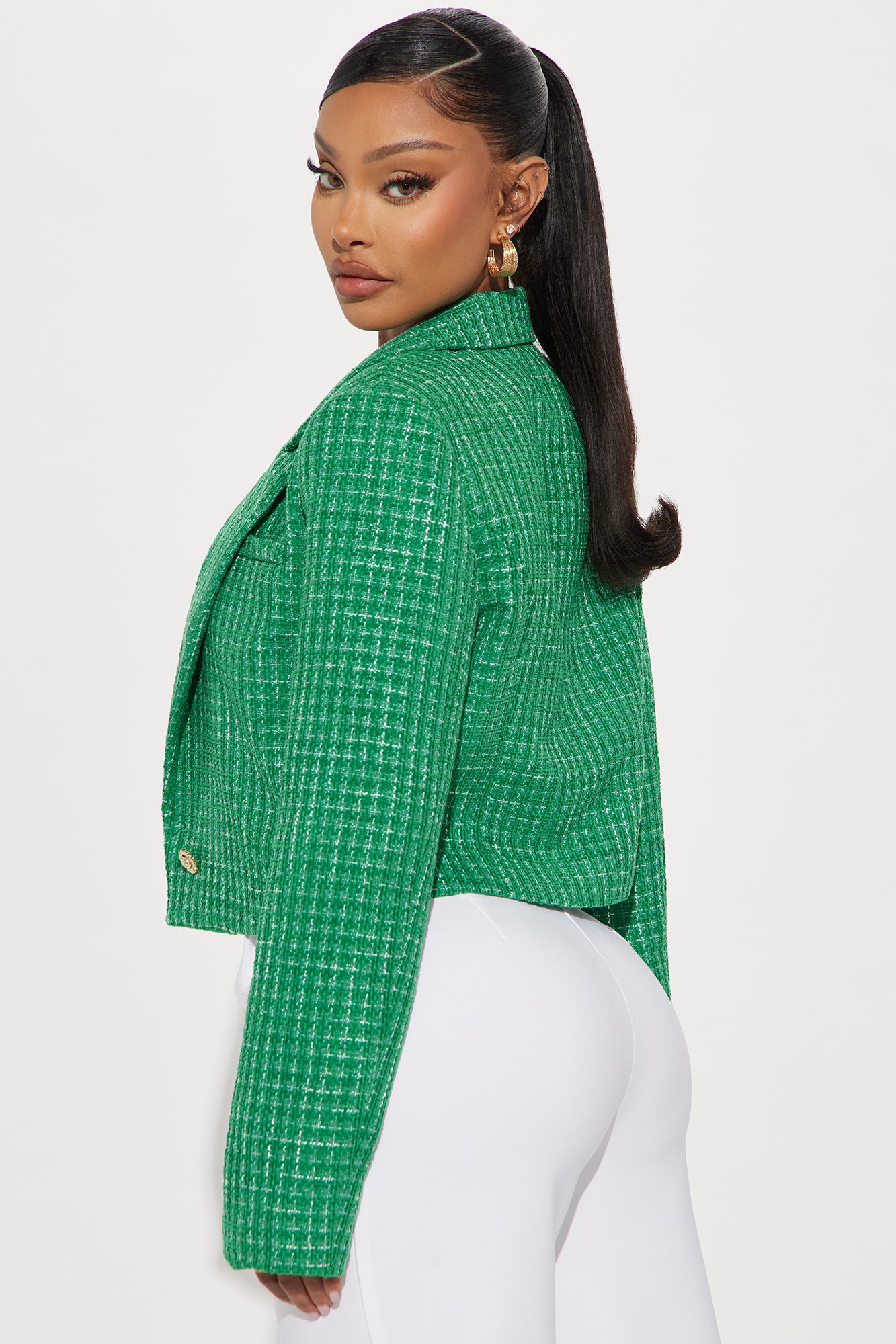 Anitta Tweed Blazer - Kelly Green - Image 4
