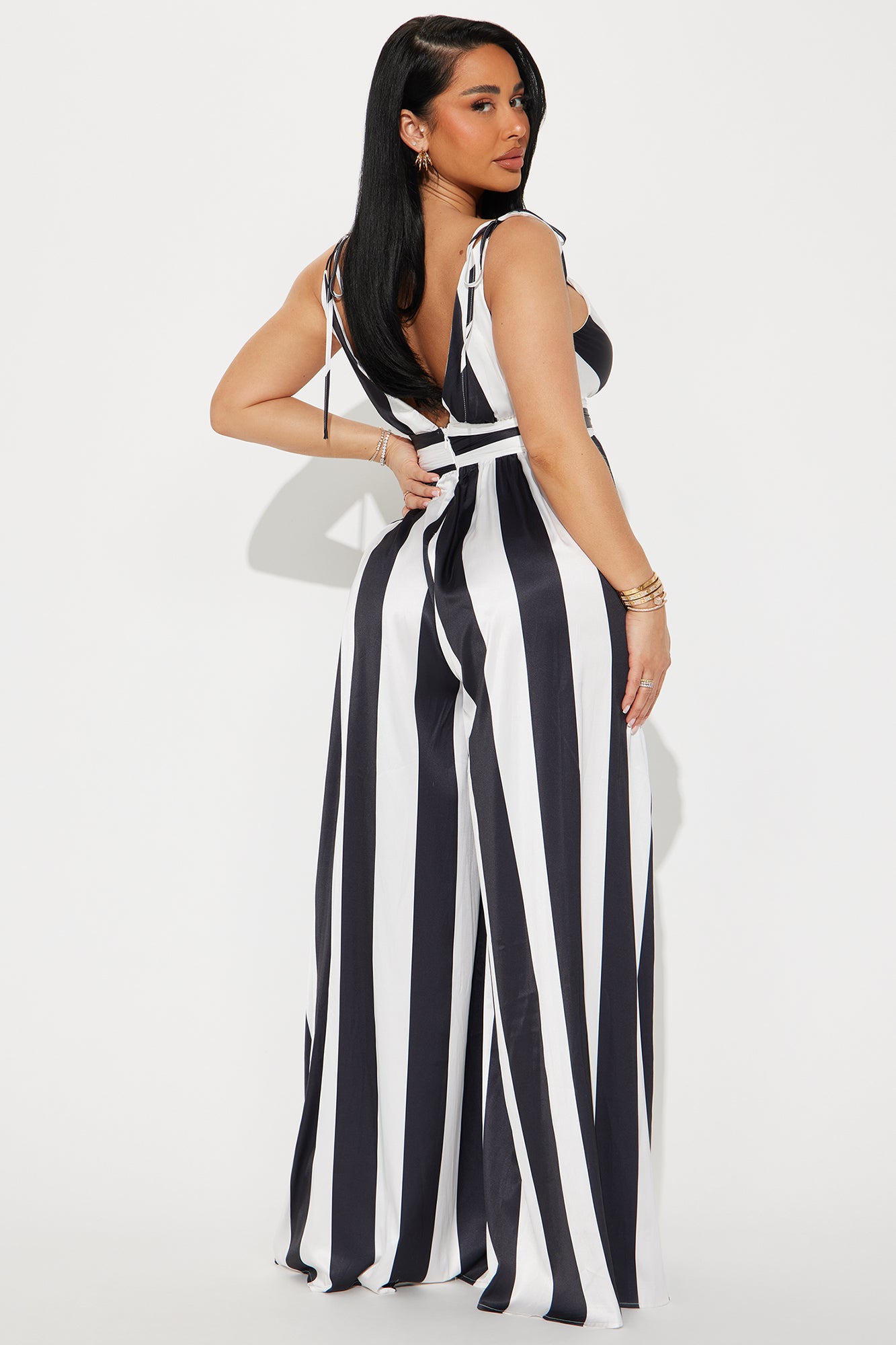 All An Illusion Satin Jumpsuit - Black/White - Image 3