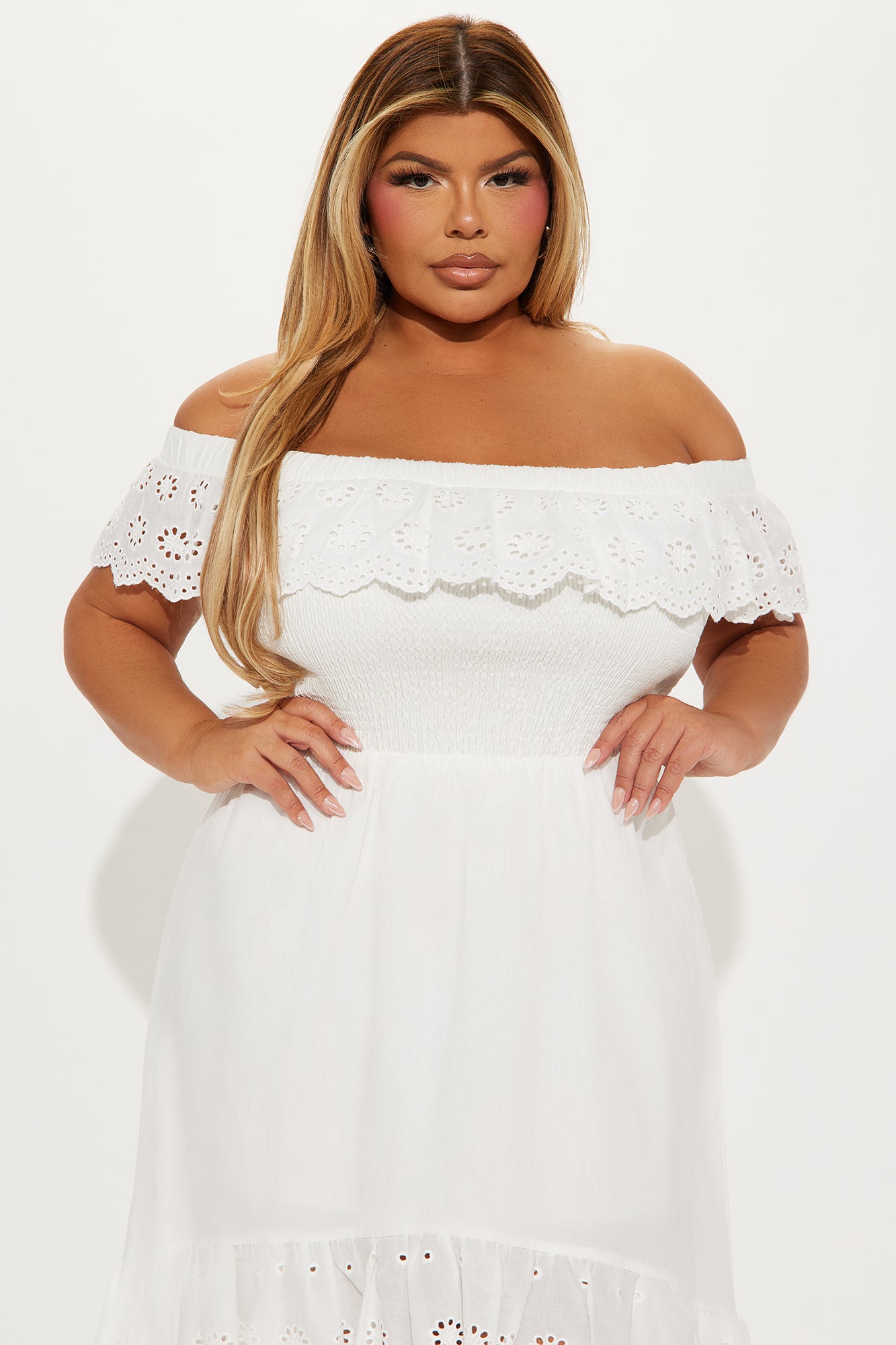 Vanessa Off Shoulder Midi Dress - White - Image 5