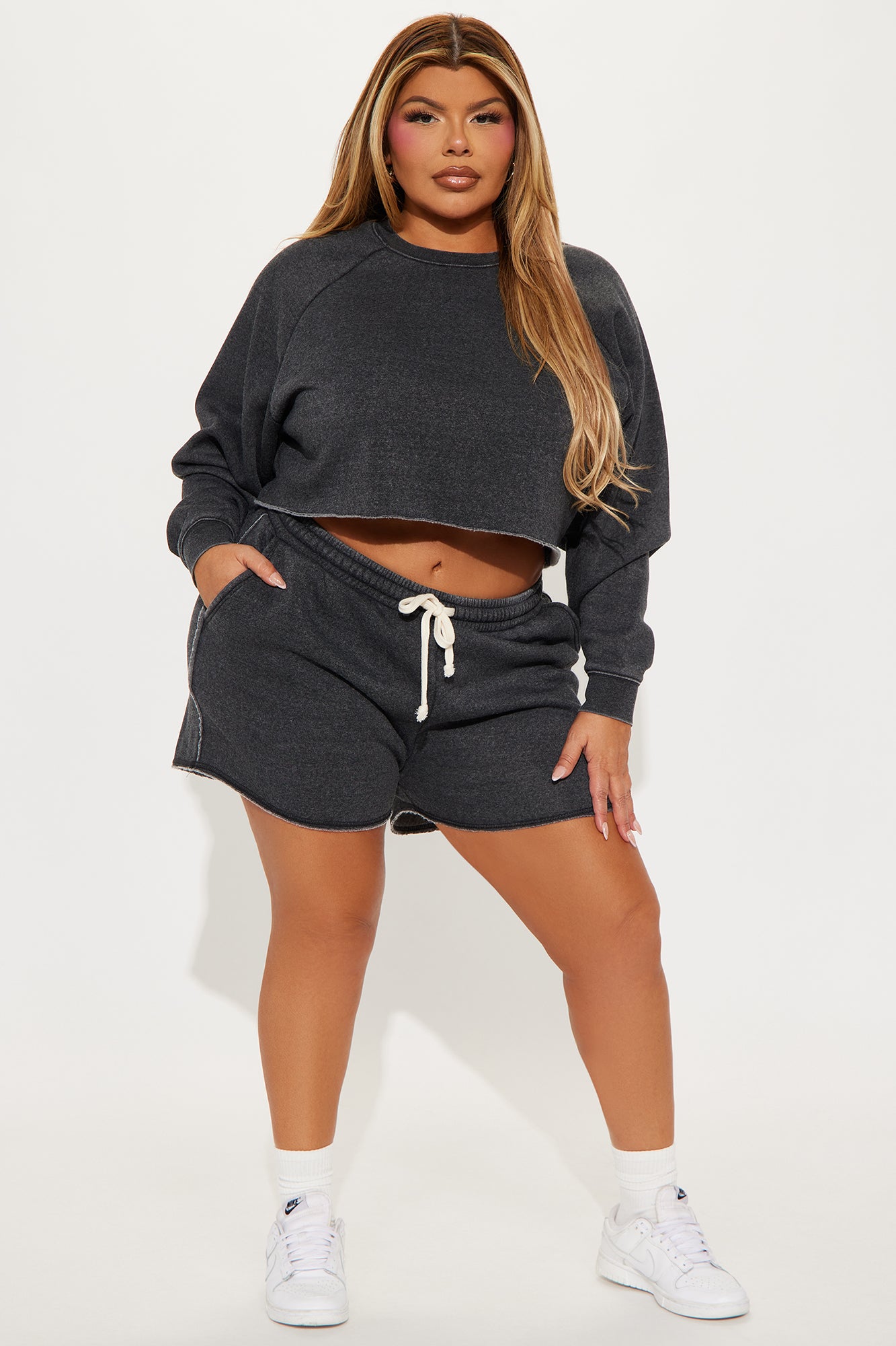 So Soft Washed Fleece Short Set - Black - Image 5