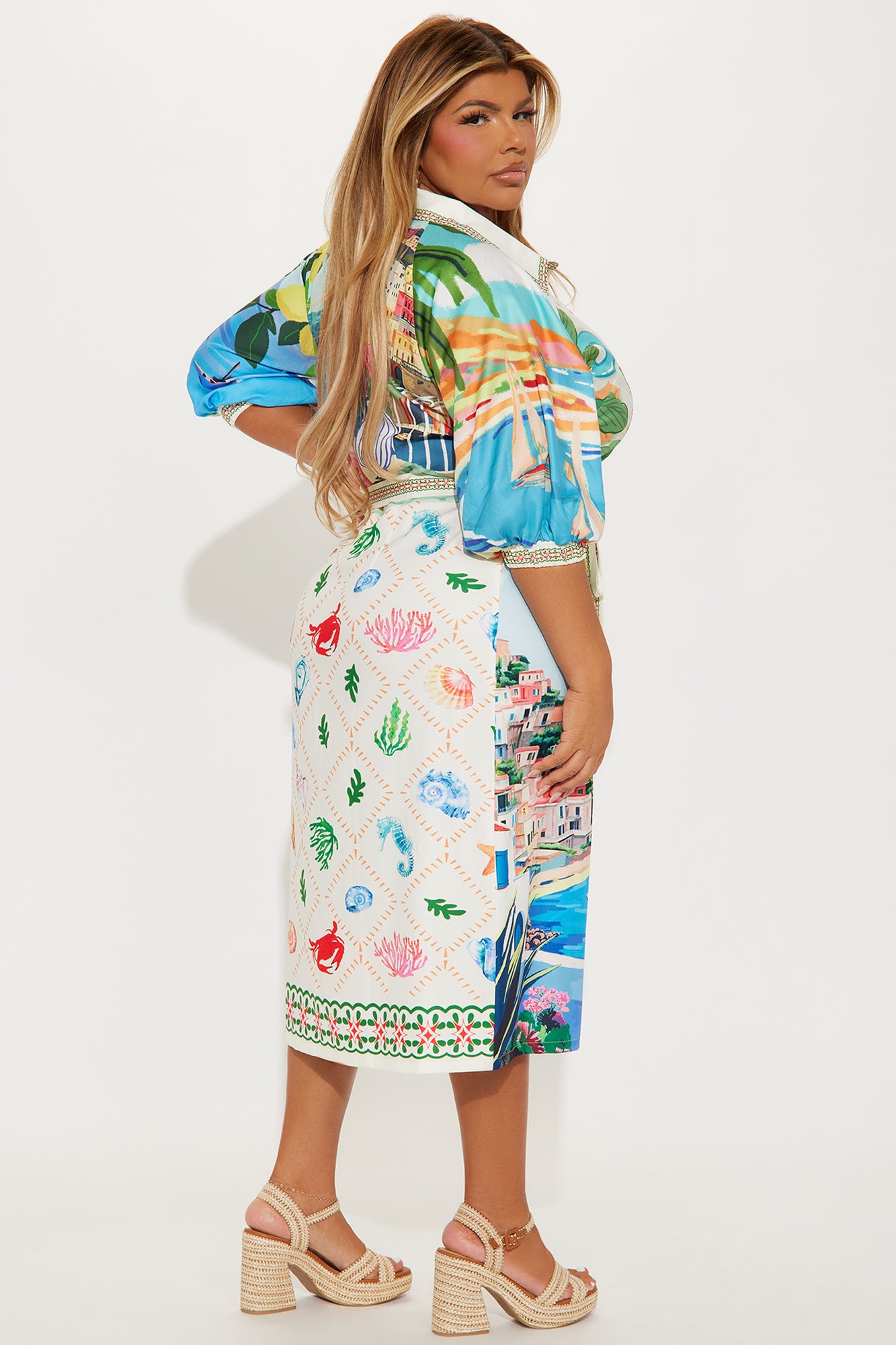 European Dream Shirt Midi Dress - Multi Color - Image 6