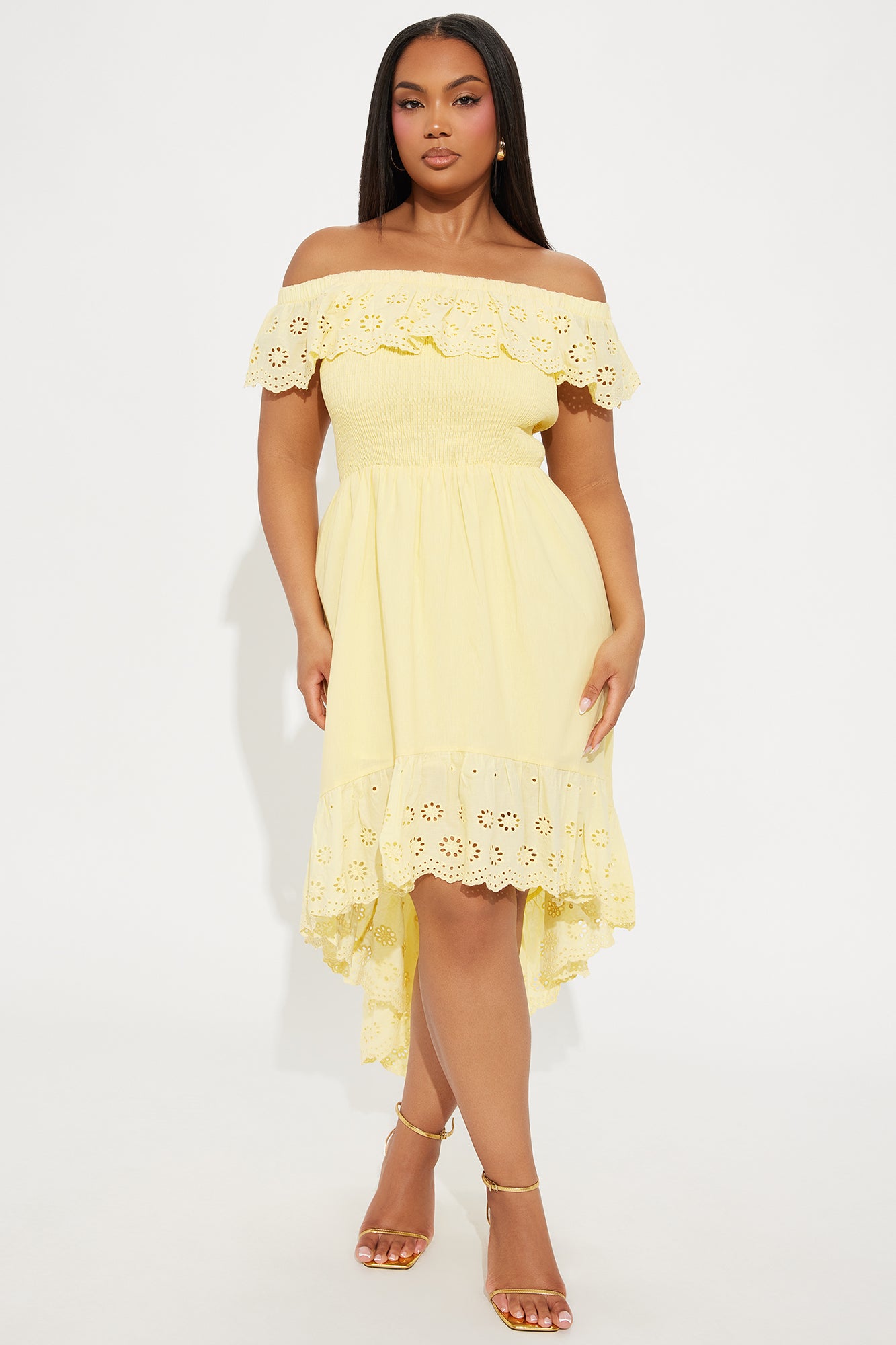 Vanessa Off Shoulder Midi Dress - Yellow - Image 4